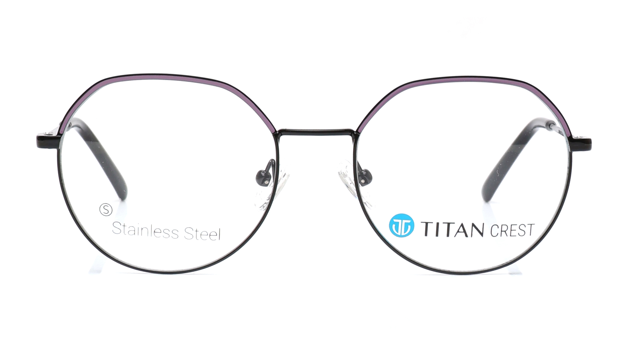 Image 1 of Titan Crest Round Black  Rimmed Eyeglasses for Men and Women from Titan Available at Titan Eye+