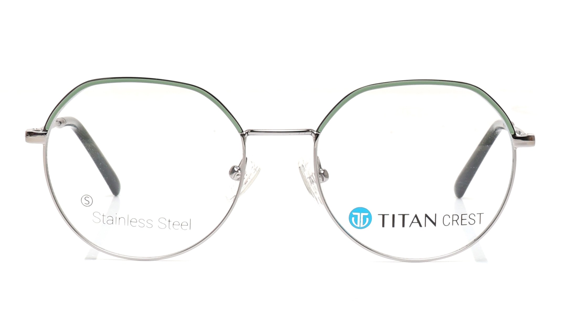 Image 1 of Titan Crest Round Gun Metal Rimmed Eyeglasses for Men and Women from Titan Available at Titan Eye+