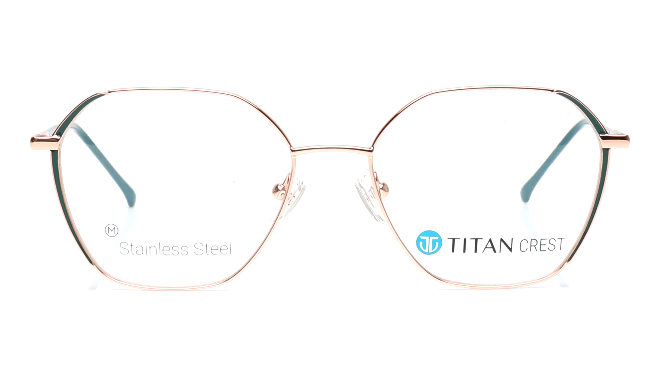 Image 1 of Titan Crest Geometric Rose Gold  Rimmed Eyeglasses for Men and Women from Titan Available at Titan Eye+