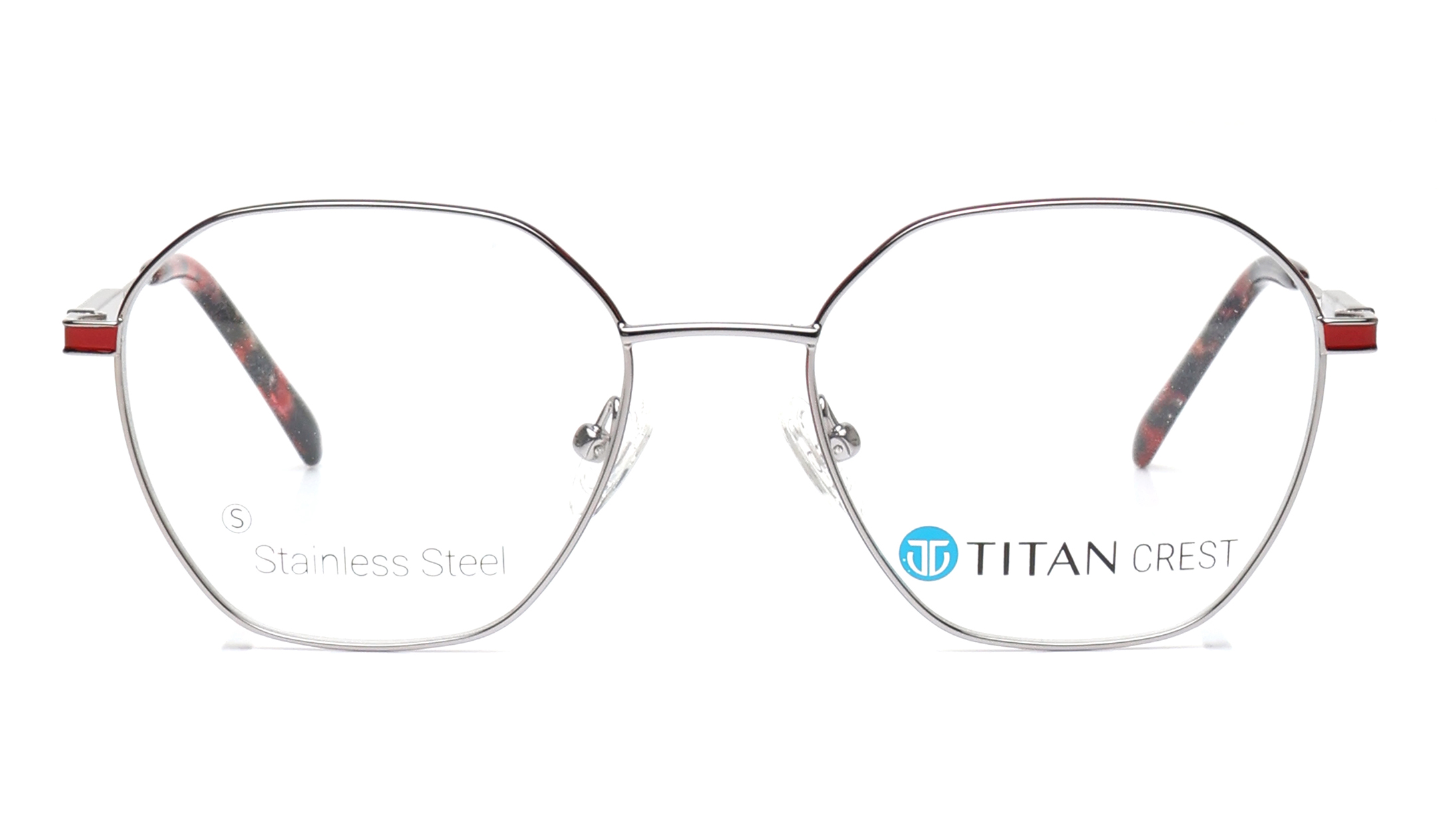 Image 1 of Titan Crest Geometric Gun Metal Rimmed Eyeglasses for Men and Women from Titan Available at Titan Eye+