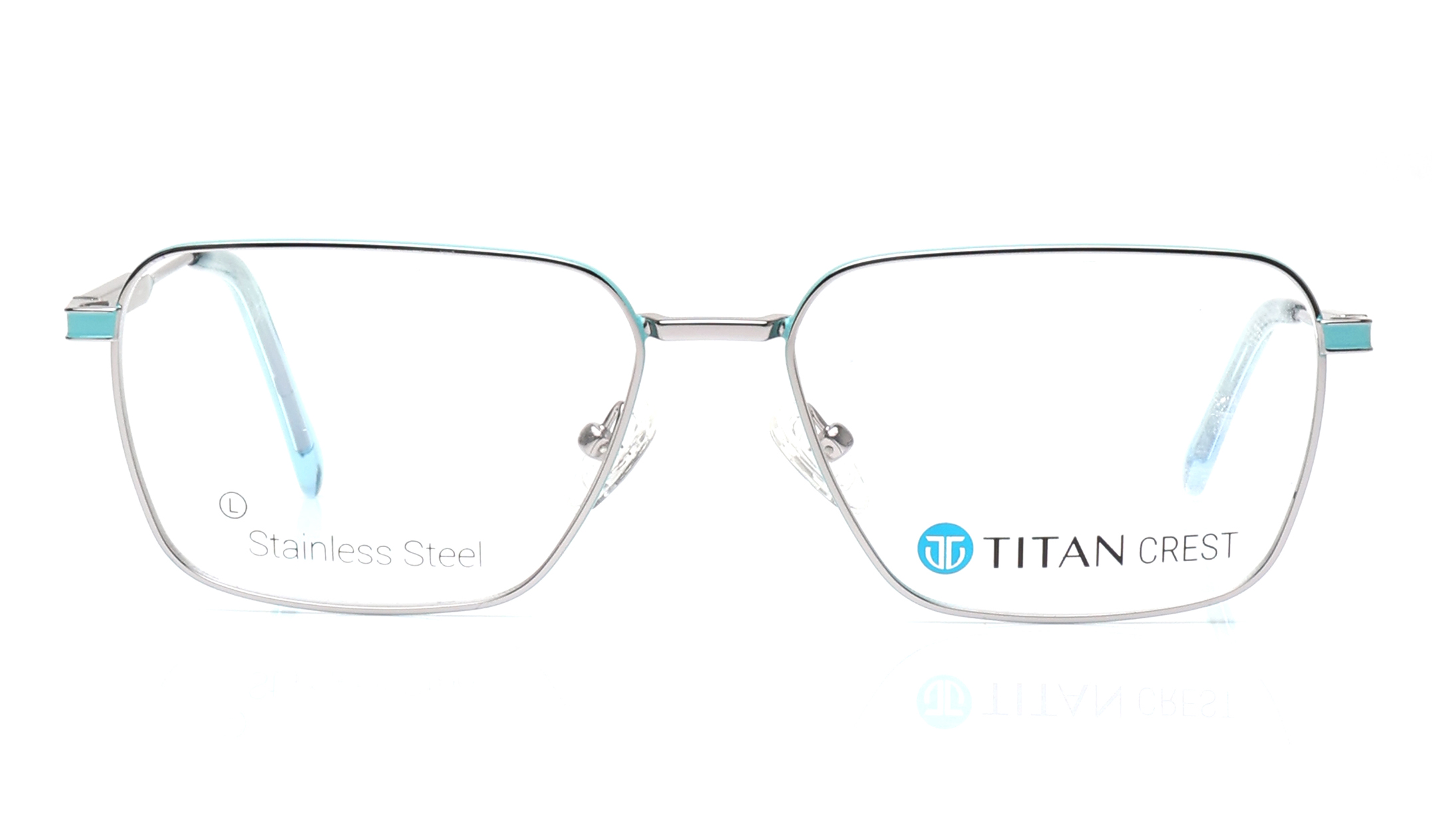 Image 1 of Titan Crest Square Gun Metal Rimmed Eyeglasses for Men from Titan Available at Titan Eye+