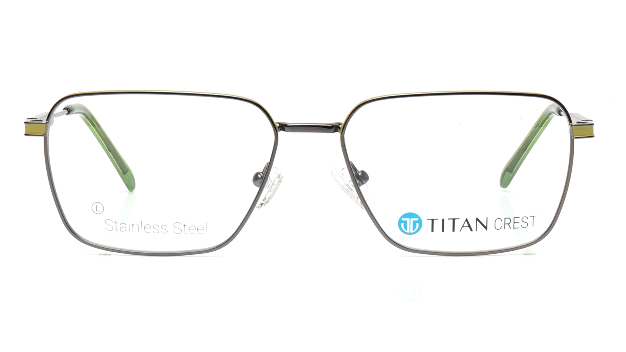 Image 1 of Titan Crest Square Gun Metal Rimmed Eyeglasses for Men from Titan Available at Titan Eye+