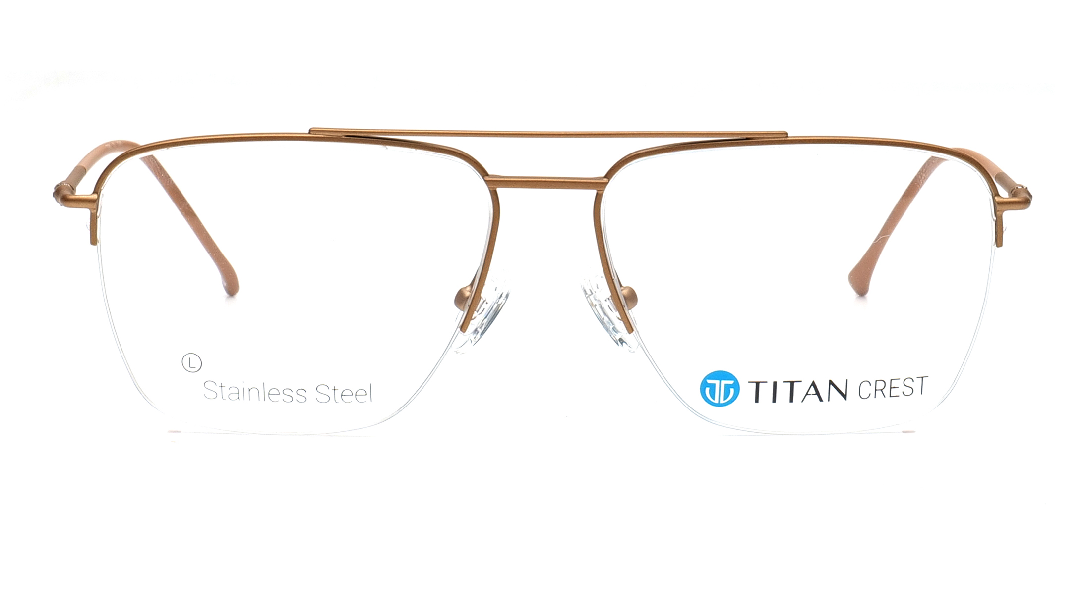 Image 1 of Titan Crest Navigator Brown  Semi-Rimmed Eyeglasses for Men from Titan Available at Titan Eye+