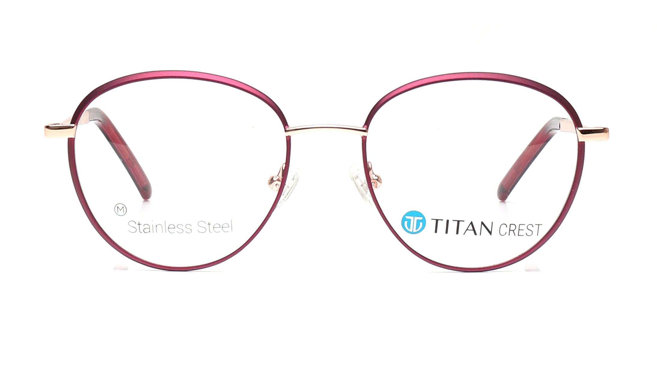 Image 1 of Titan Crest Round Purple  Rimmed Eyeglasses for Men and Women from Titan Available at Titan Eye+
