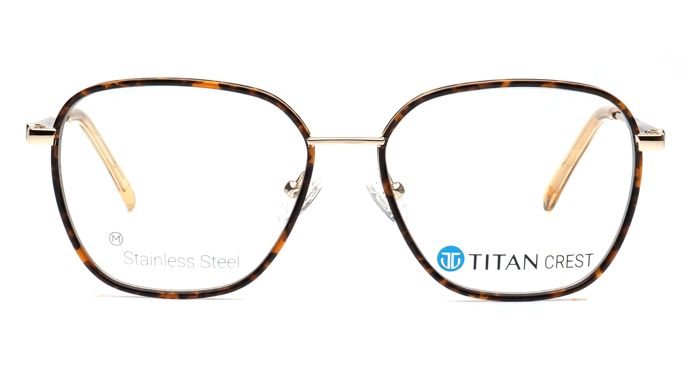 Image 1 of Titan Crest Square Gold  Rimmed Eyeglasses for Men from Titan Available at Titan Eye+