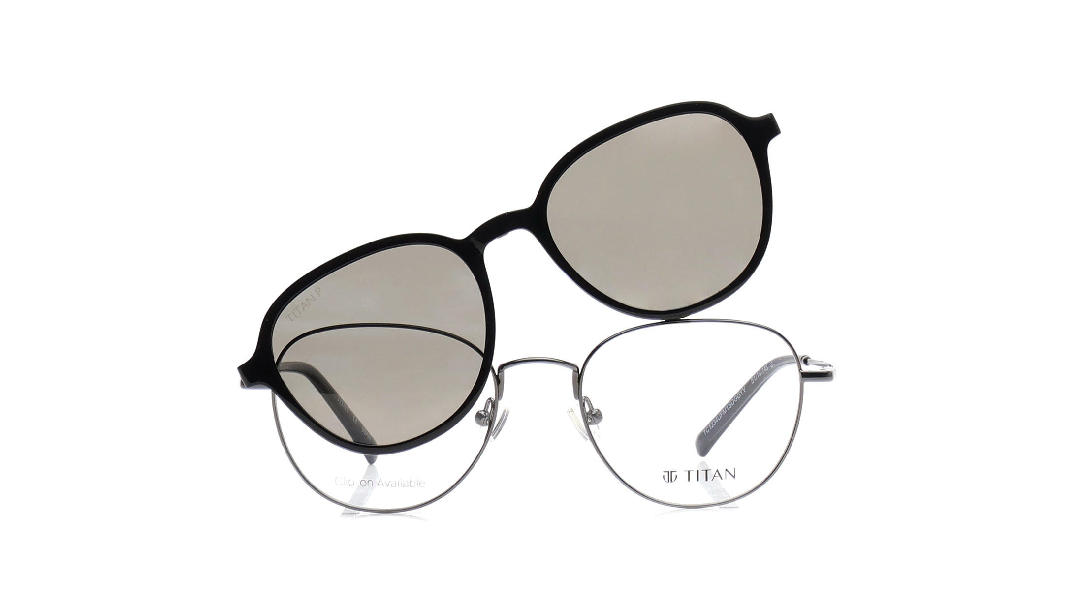 Image 1 of Grey Oval Eyeglasses for Men and Women from Titan Available at Titan Eye+