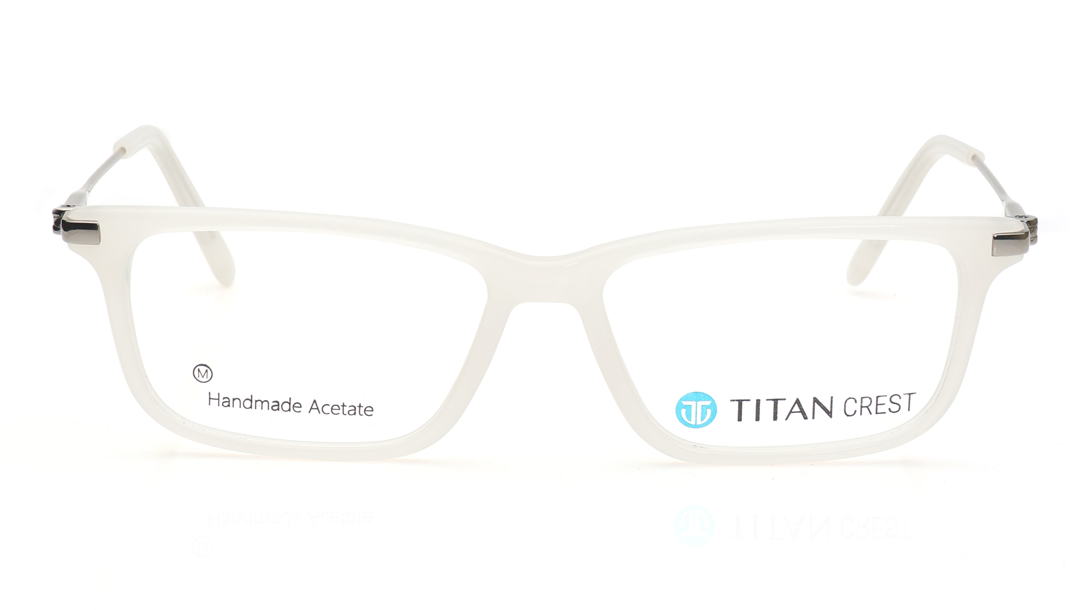 Image 1 of White Rectangle Eyeglasses for Men and Women from Titan Available at Titan Eye+