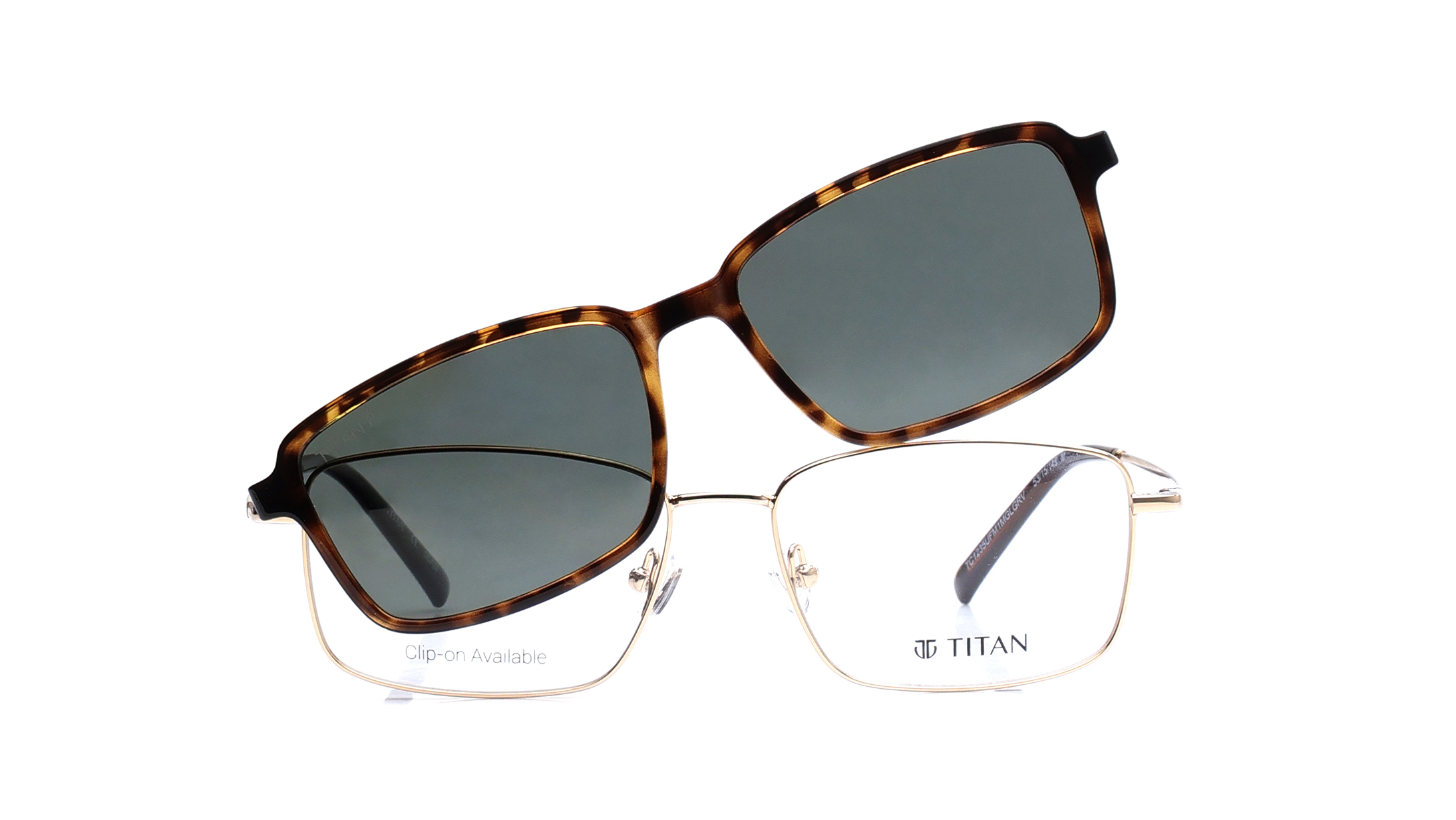 Image 1 of Gold Rectangle Eyeglasses for Men and Women from Titan Available at Titan Eye+