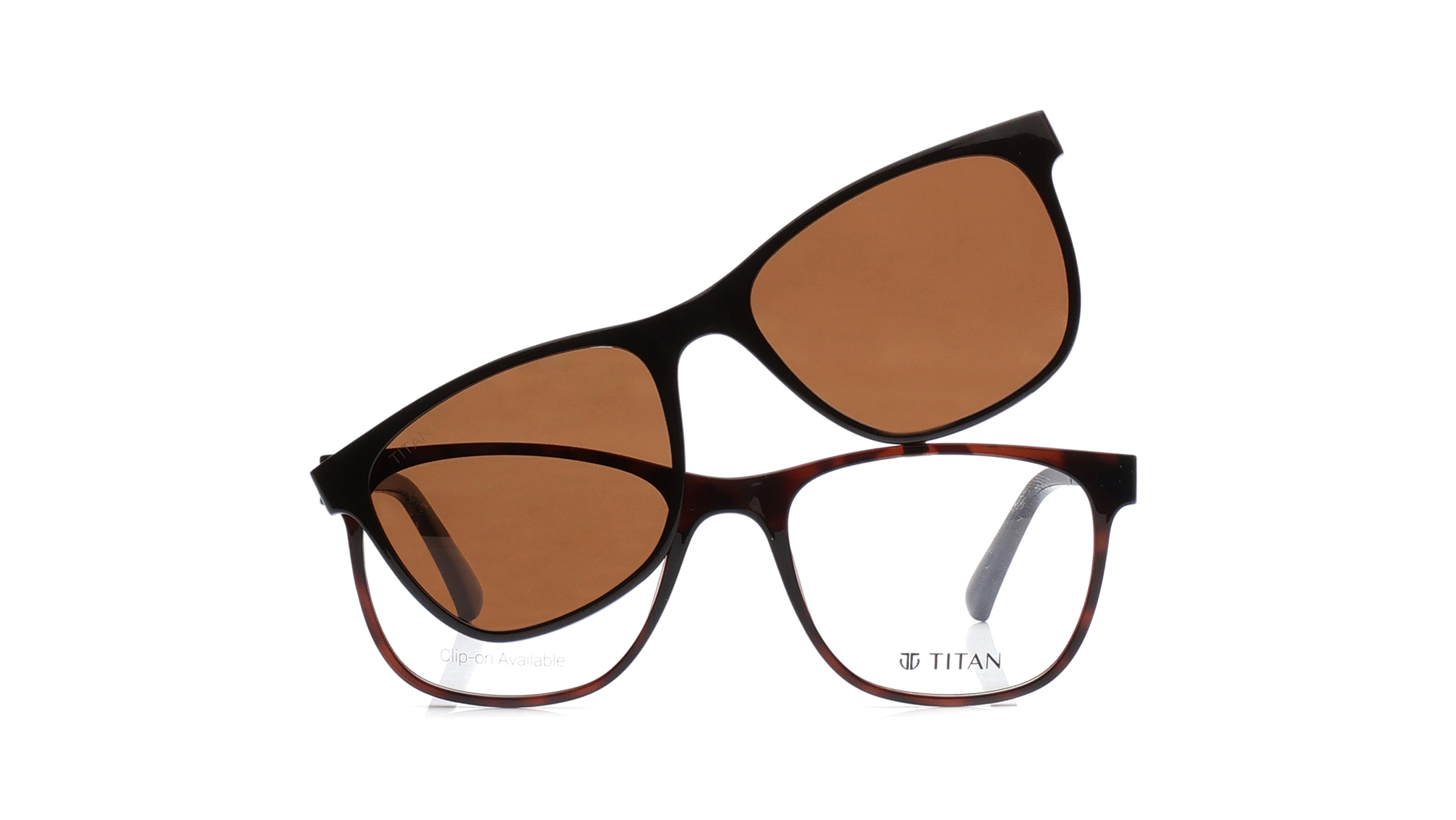Image 1 of Brown Square Eyeglasses for Men and Women from Titan Available at Titan Eye+