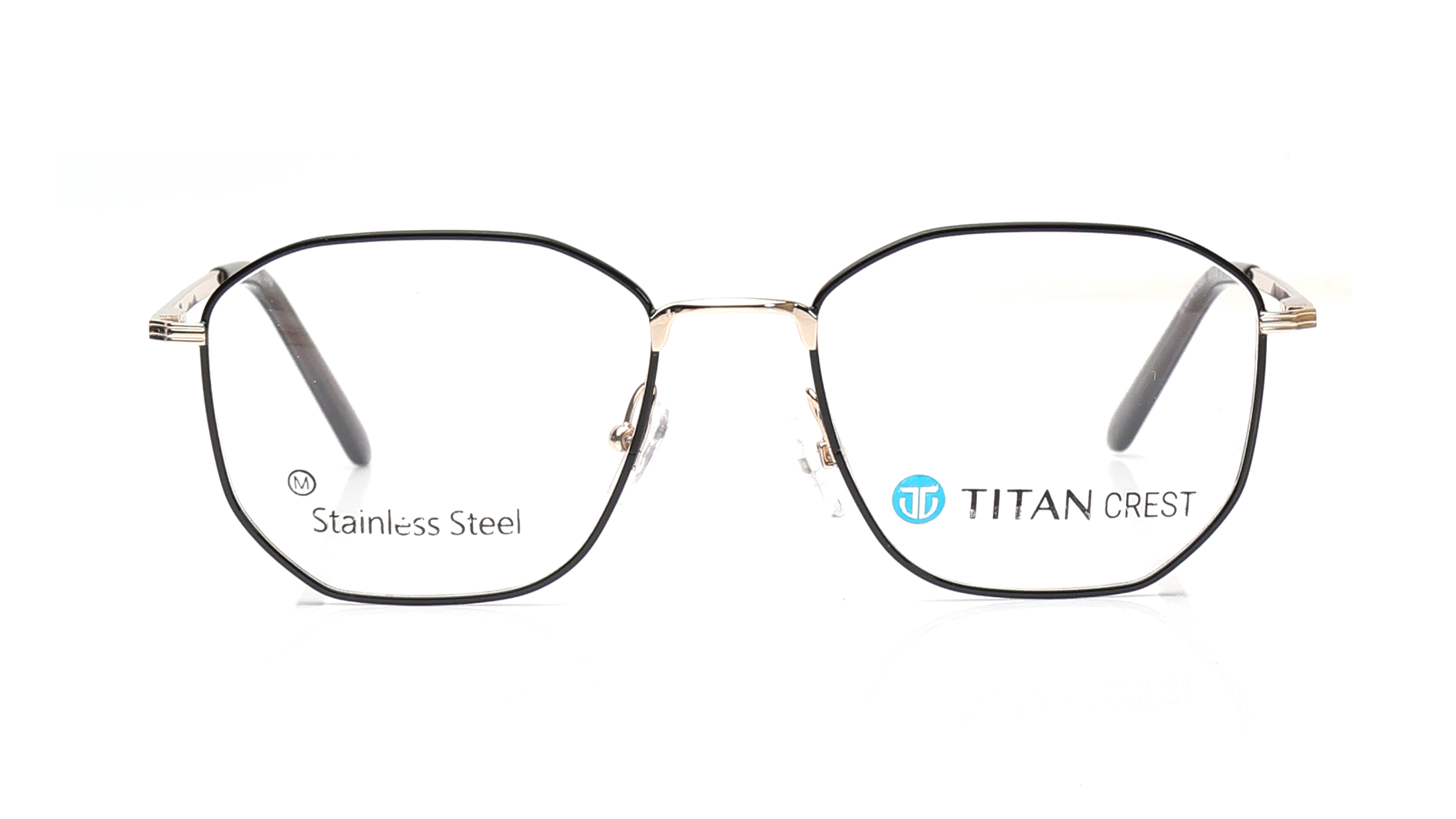 Image 1 of Black Geometric Eyeglasses for Men from Titan Available at Titan Eye+