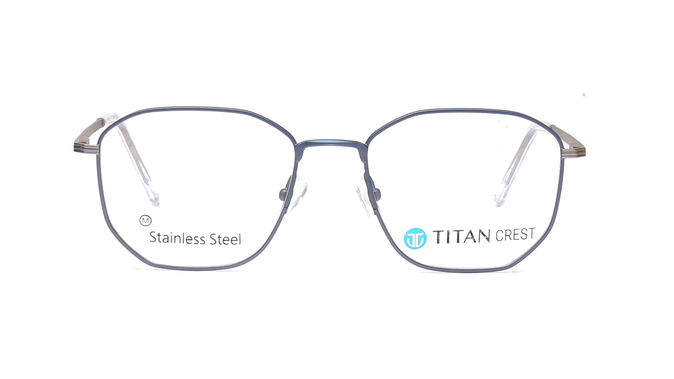 Image 1 of Blue Geometric Eyeglasses for Men from Titan Available at Titan Eye+