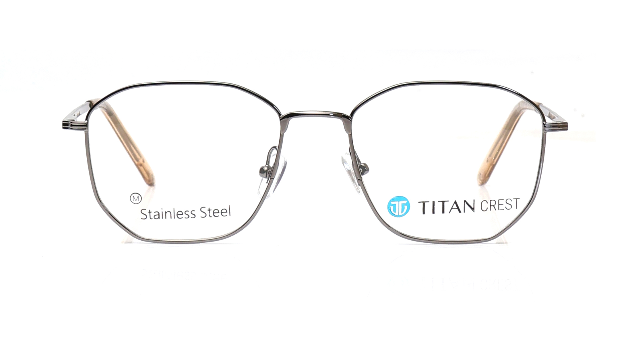 Image 1 of Grey Geometric Eyeglasses for Men from Titan Available at Titan Eye+