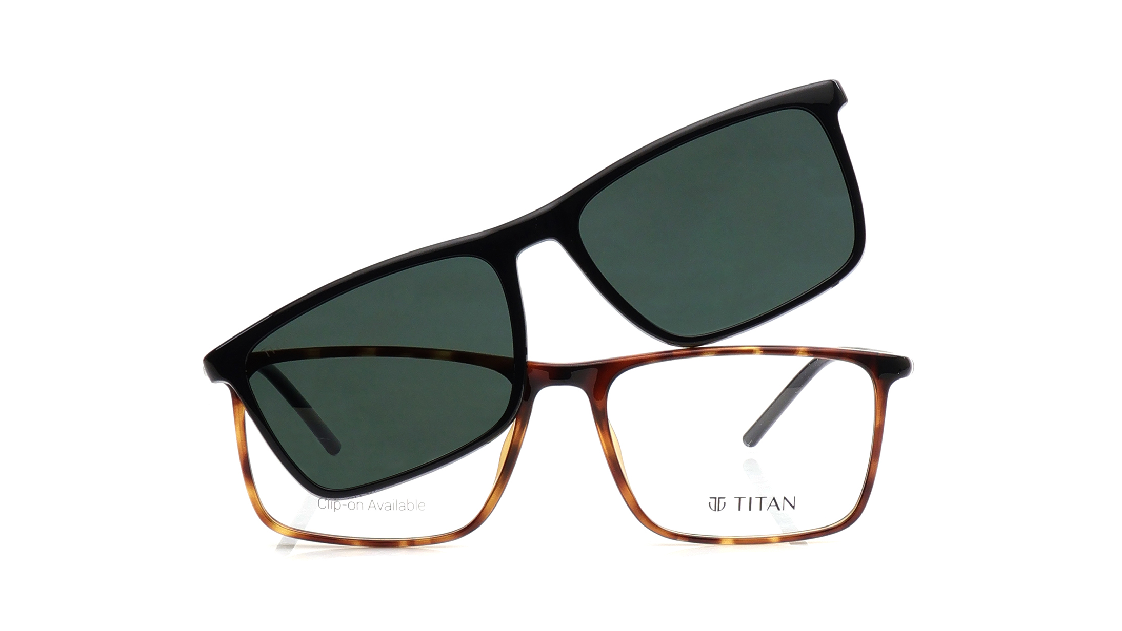 Image 1 of Havana Rectangle Eyeglasses for Men and Women from Titan Available at Titan Eye+