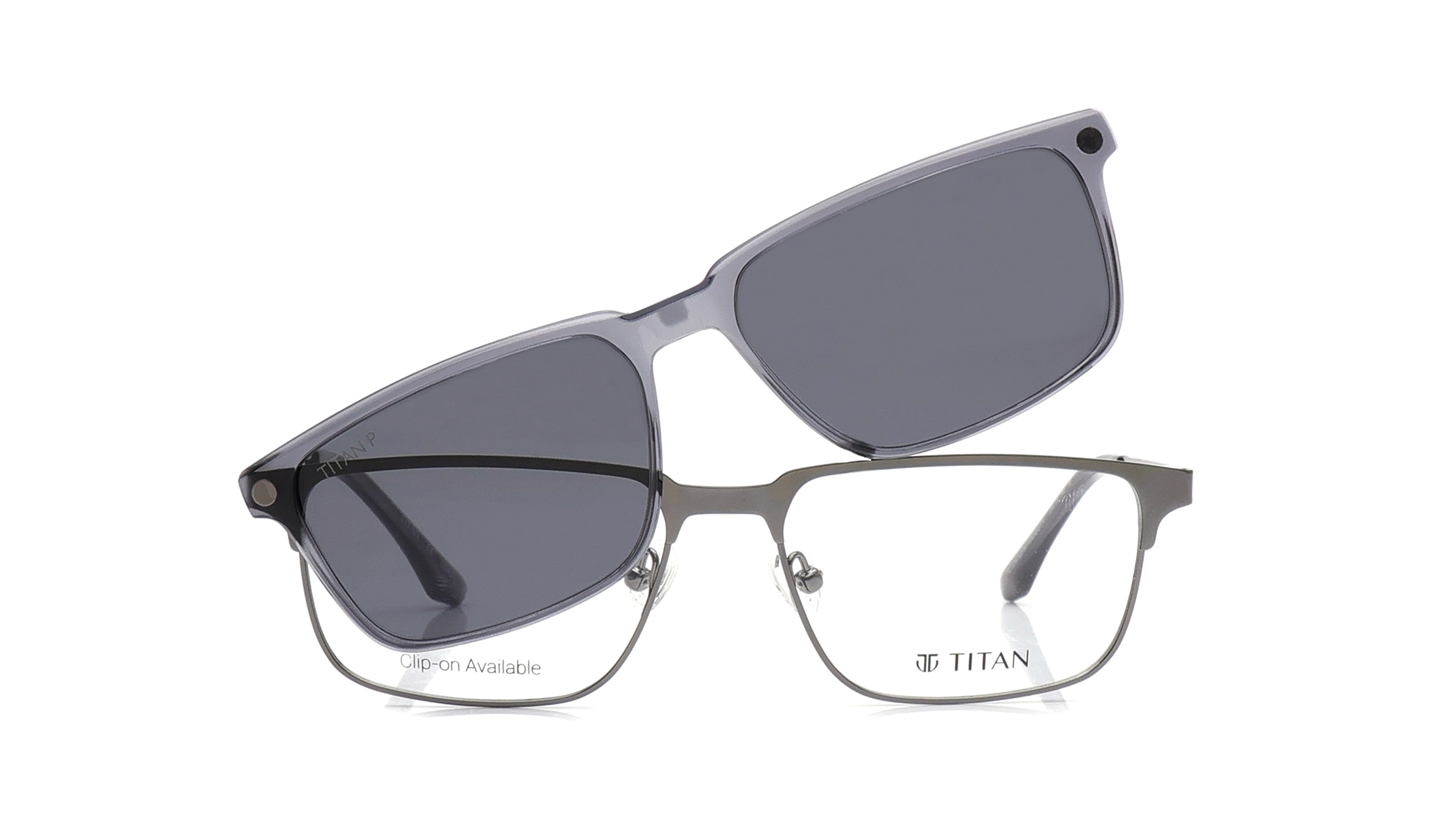 Image 1 of Grey Rectangle Eyeglasses for Men and Women from Titan Available at Titan Eye+
