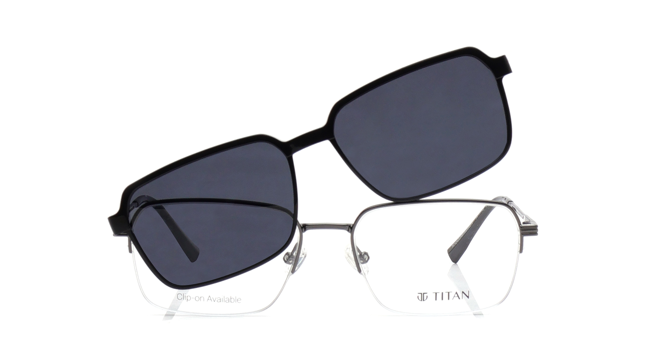 Image 1 of Grey Square Eyeglasses for Men and Women from Titan Available at Titan Eye+