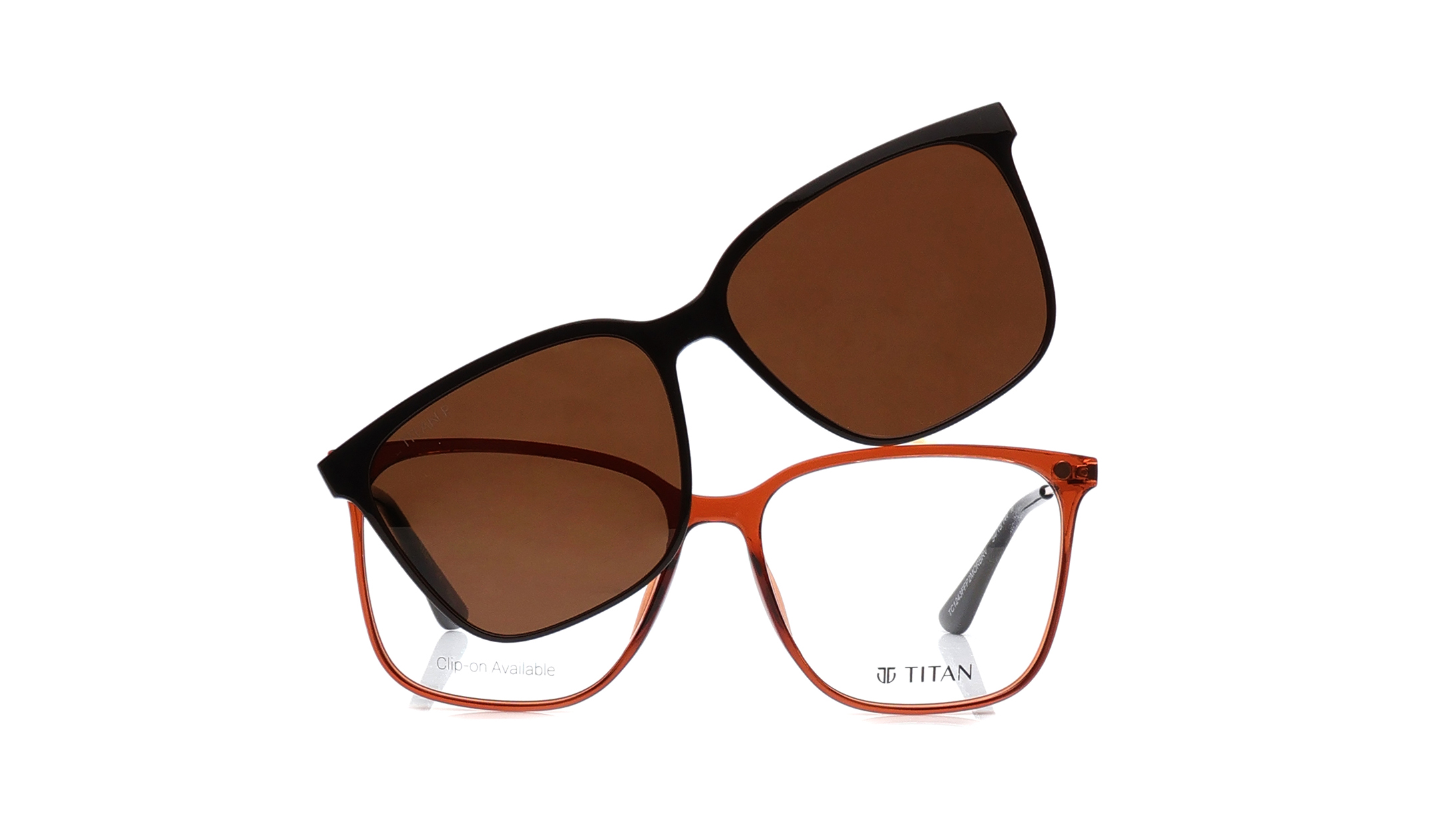 Image 1 of Orange Square Eyeglasses for Women from Titan Available at Titan Eye+