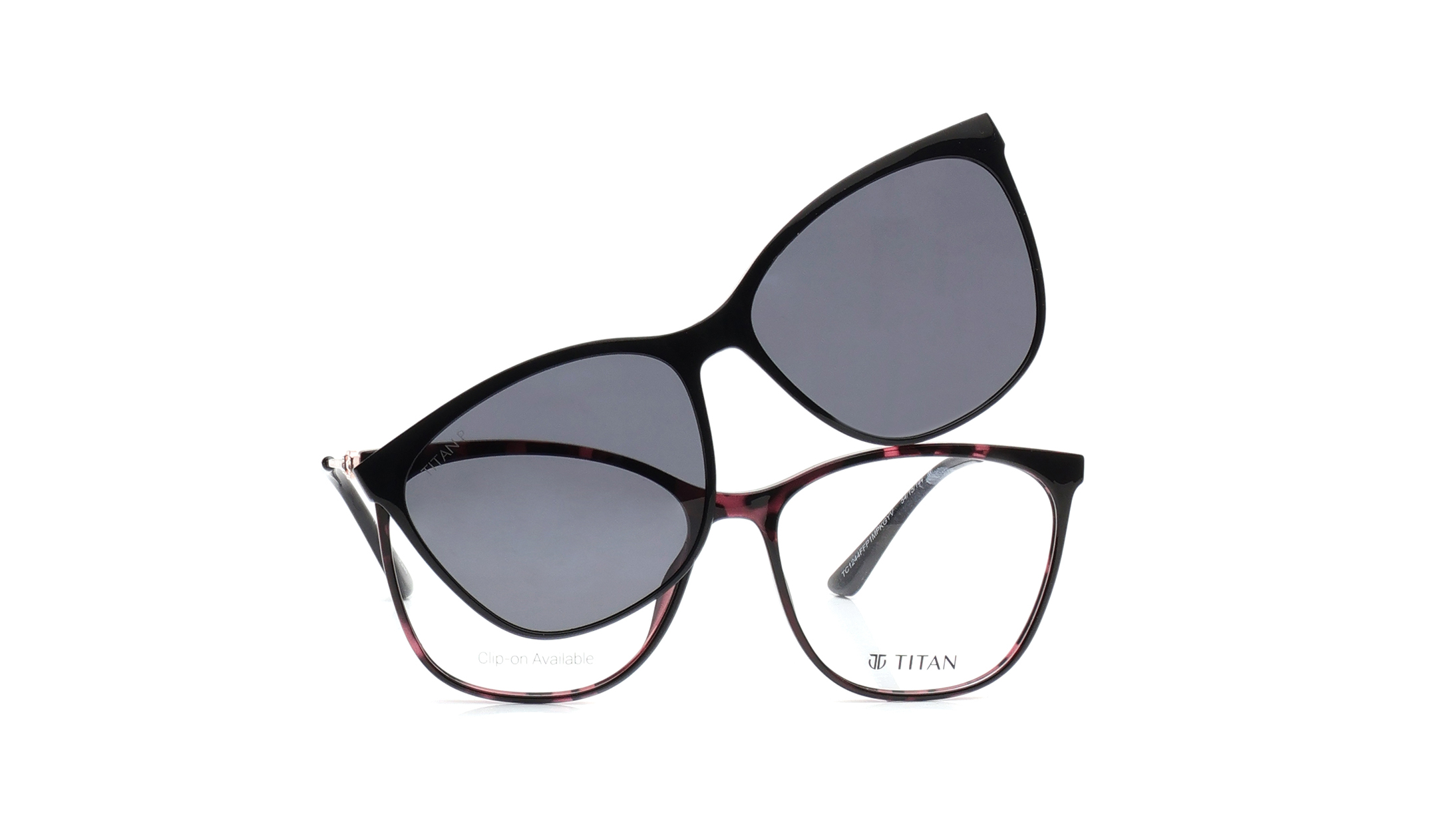 Image 1 of Black CatEye Eyeglasses for Women from Titan Available at Titan Eye+