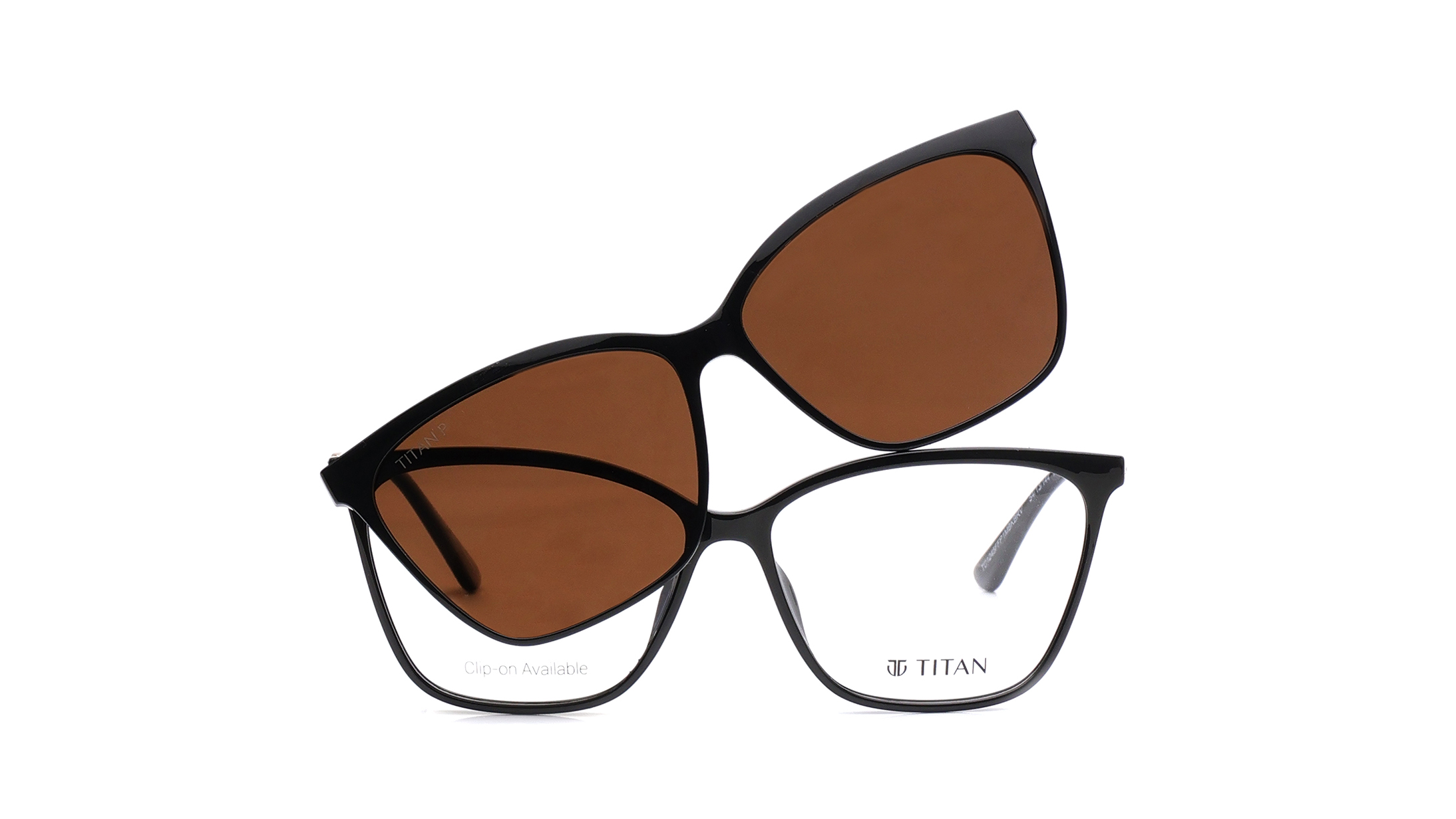 Image 1 of Black CatEye Eyeglasses for Women from Titan Available at Titan Eye+