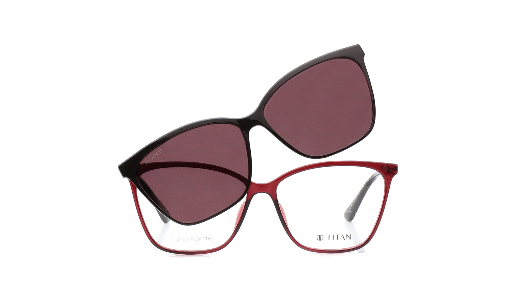 Image 1 of Red CatEye Eyeglasses for Women from Titan Available at Titan Eye+