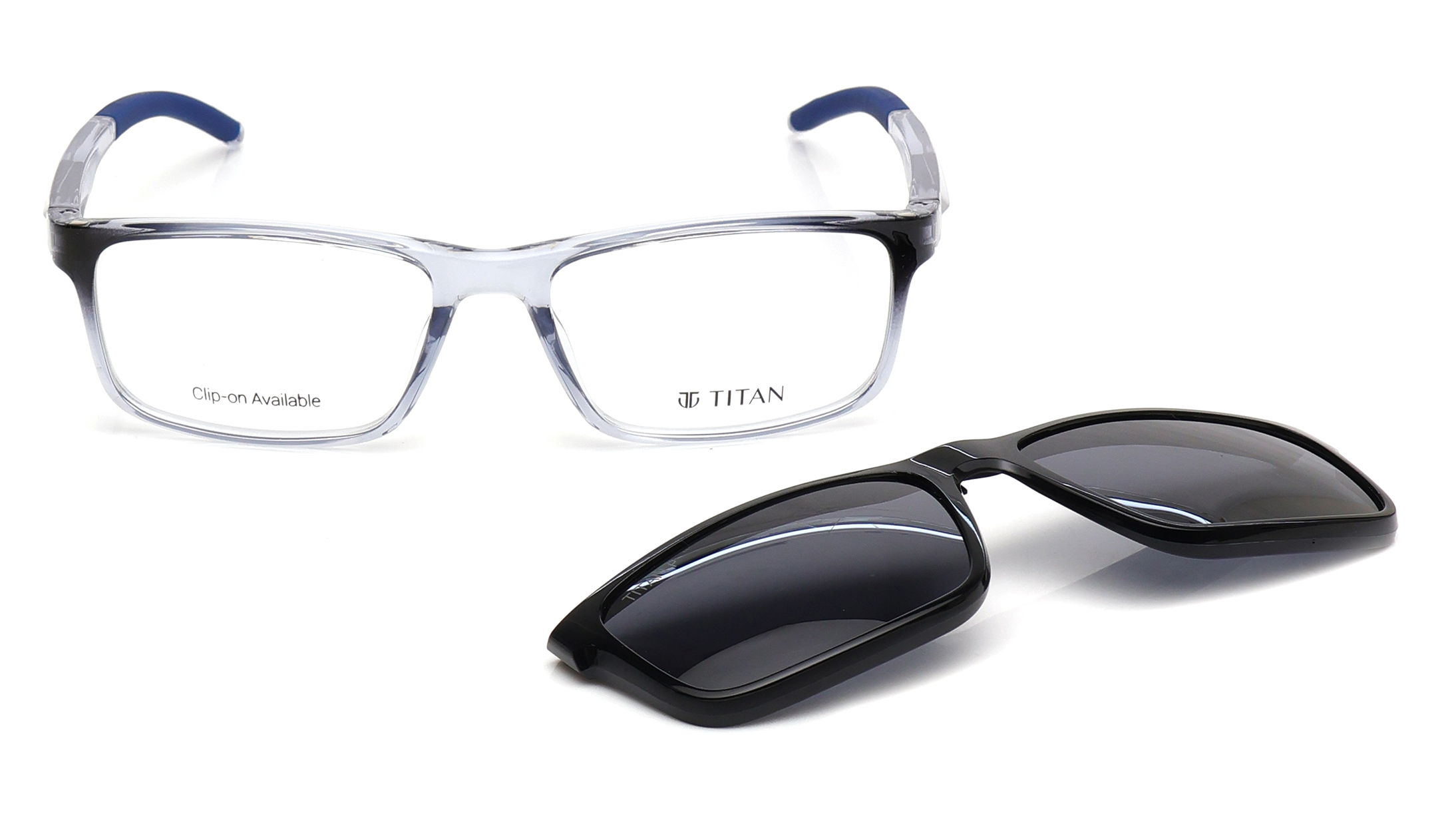 Image 1 of Blue Rectangle Eyeglasses for Women from Titan Available at Titan Eye+