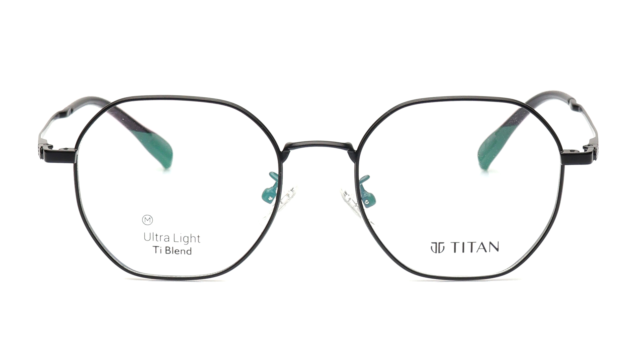 Image 1 of Black Geometric Eyeglasses for Men and Women from Titan Available at Titan Eye+