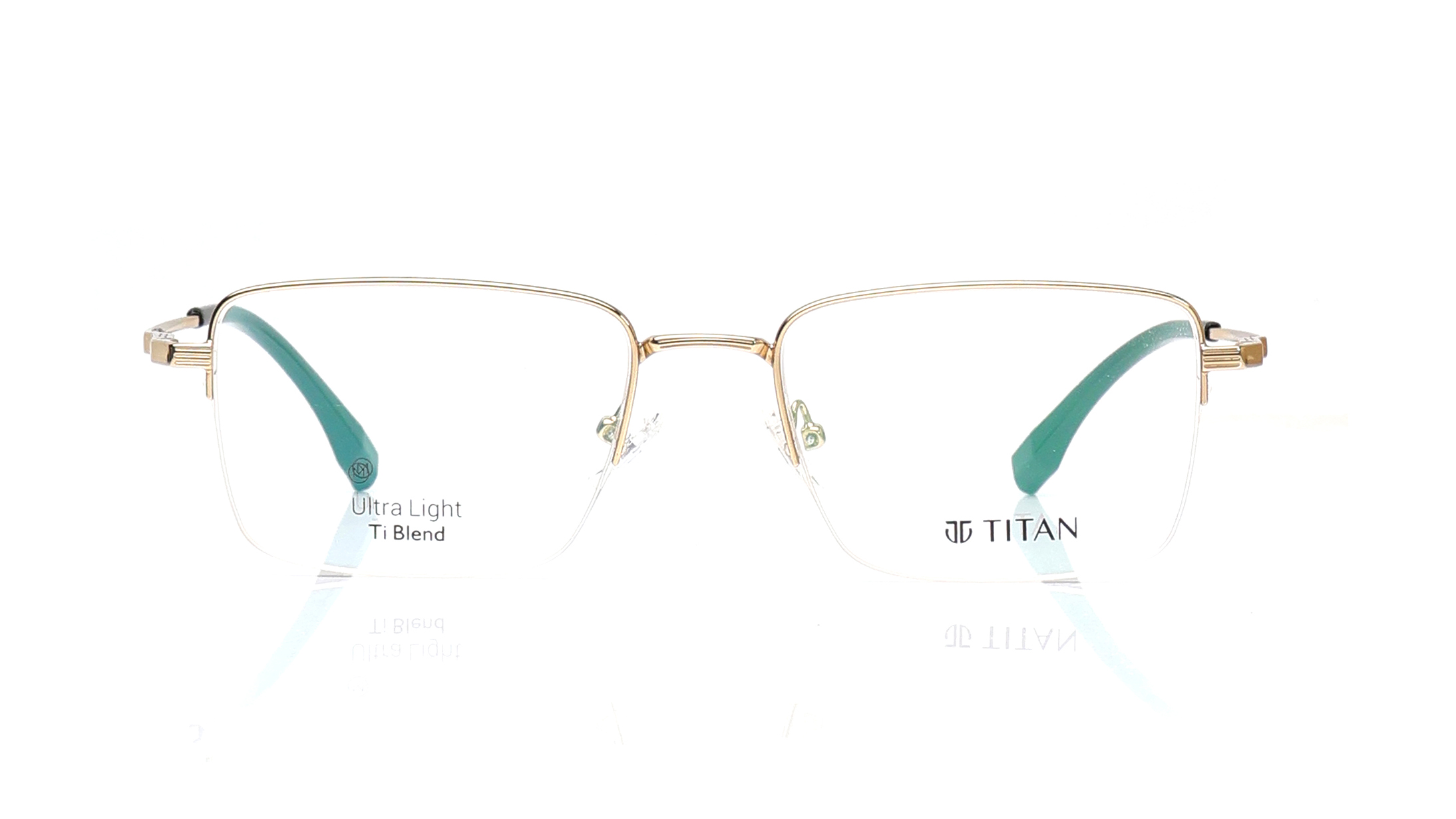 Image 1 of Gold Rectangle Eyeglasses for Men and Women from Titan Available at Titan Eye+