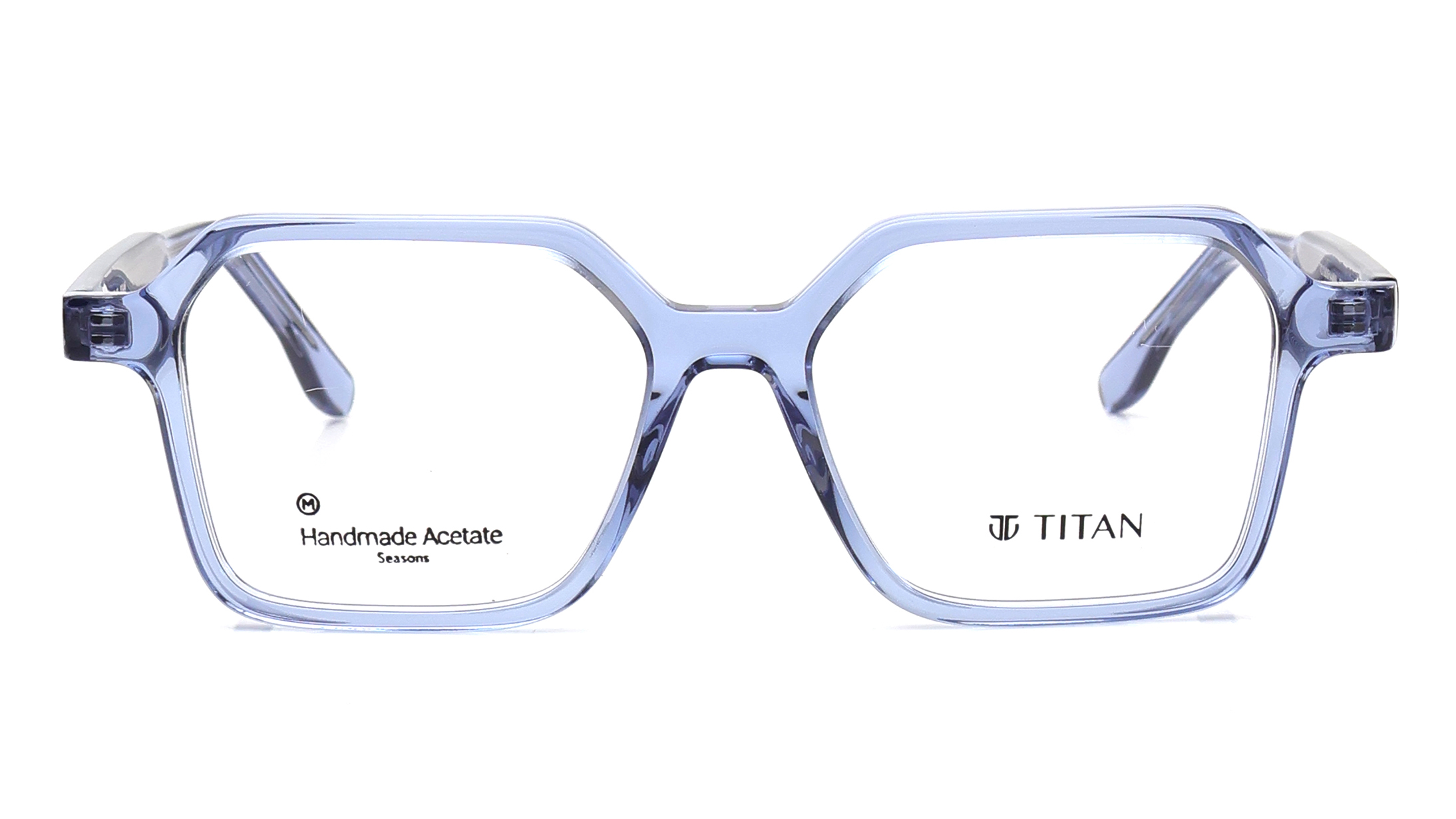 Image 1 of Blue Geometric Eyeglasses for Men and Women from Titan Available at Titan Eye+