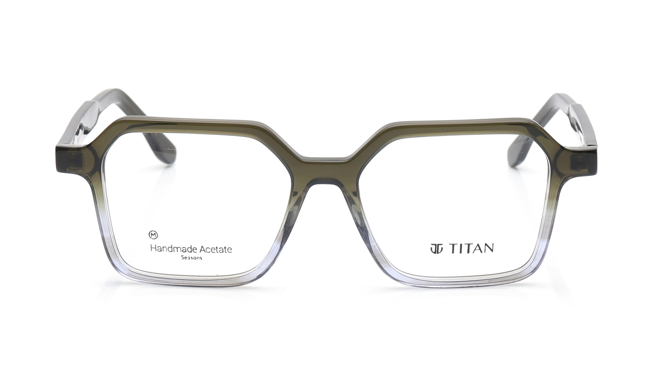 Image 1 of Green Geometric Eyeglasses for Men and Women from Titan Available at Titan Eye+