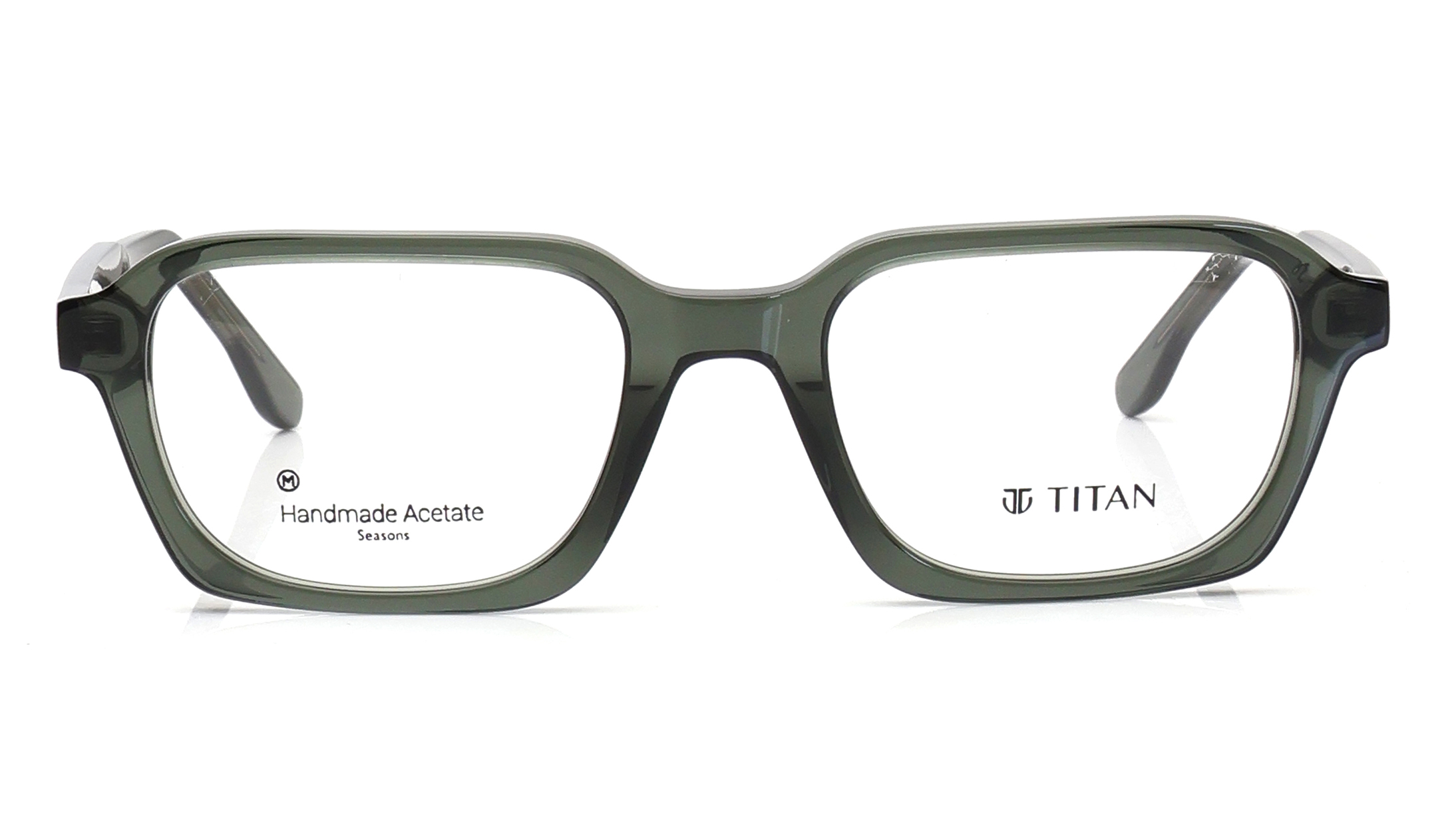 Image 1 of Olive Rectangle Eyeglasses for Men from Titan Available at Titan Eye+