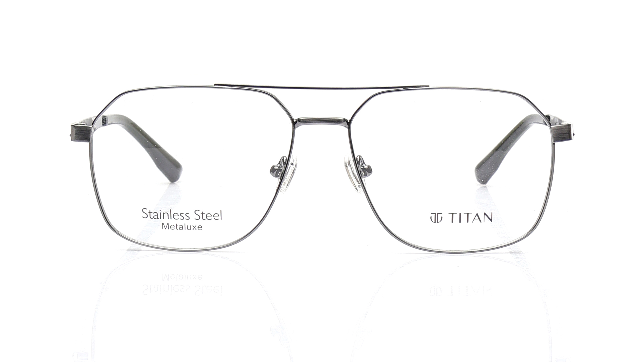 Image 1 of Gun Metal Navigator Eyeglasses for Men from Titan Available at Titan Eye+