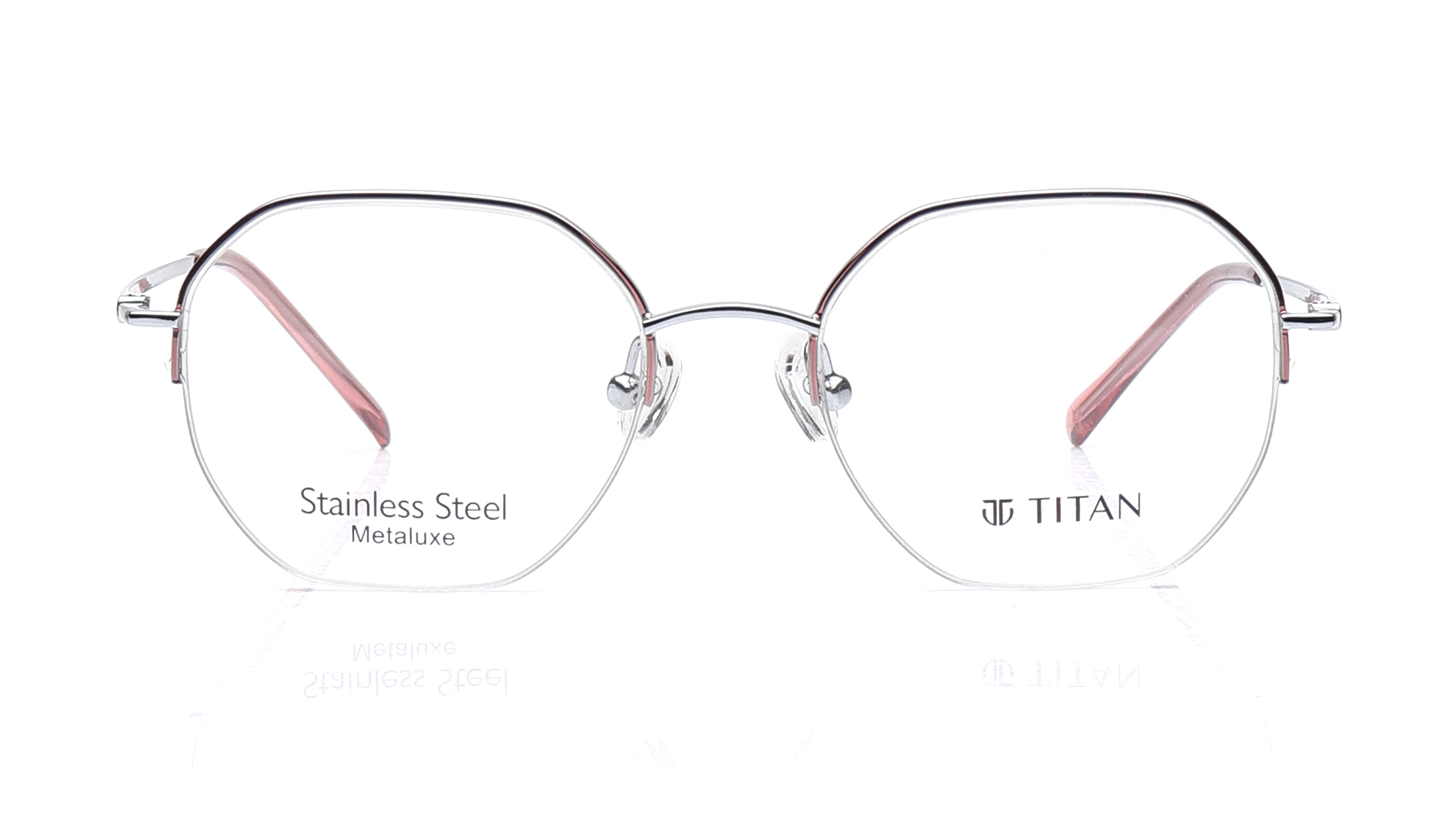 Image 1 of Gun Metal Geometric Eyeglasses for Men and Women from Titan Available at Titan Eye+