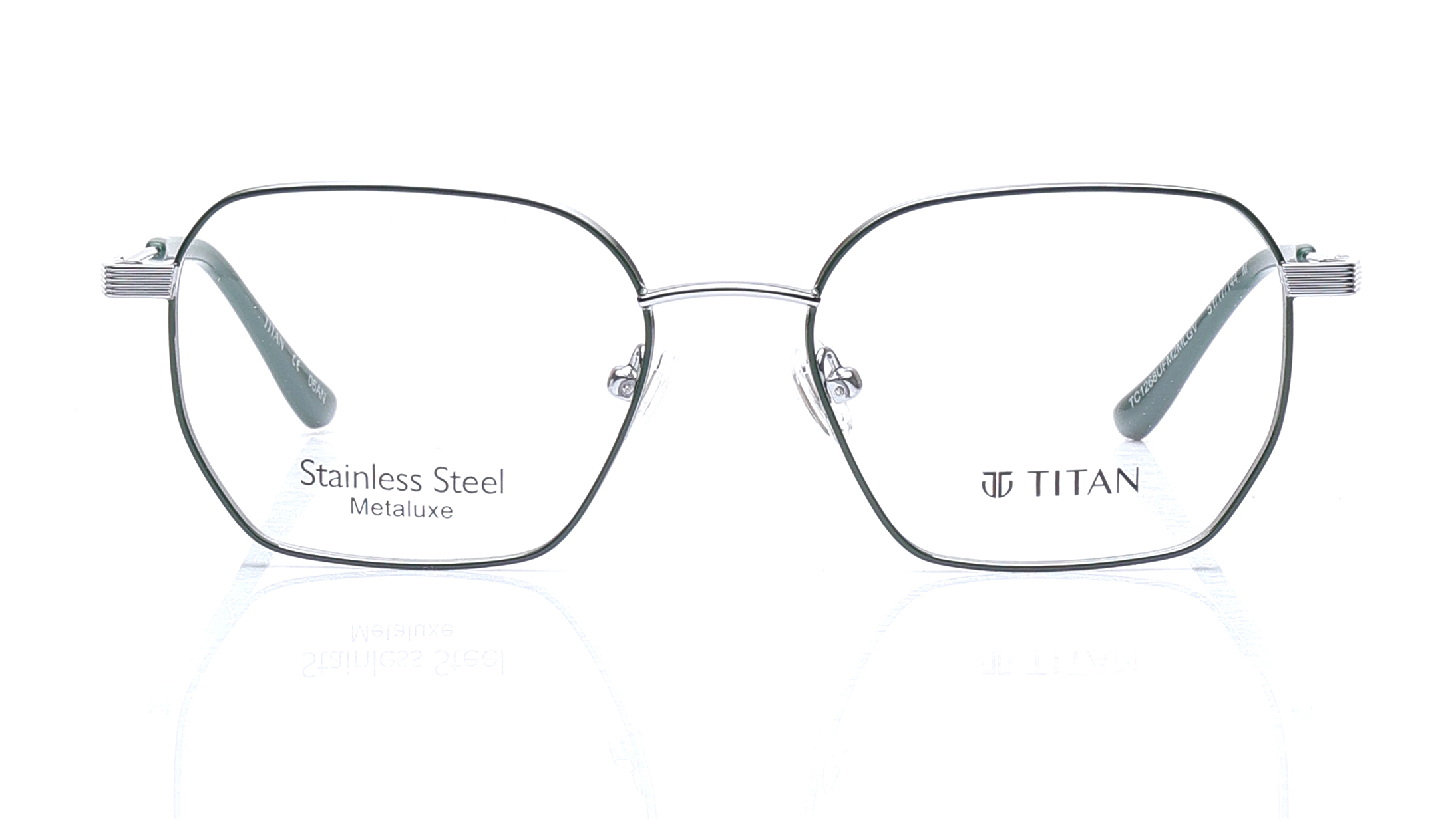Image 1 of Gun Metal Square Eyeglasses for Men and Women from Titan Available at Titan Eye+