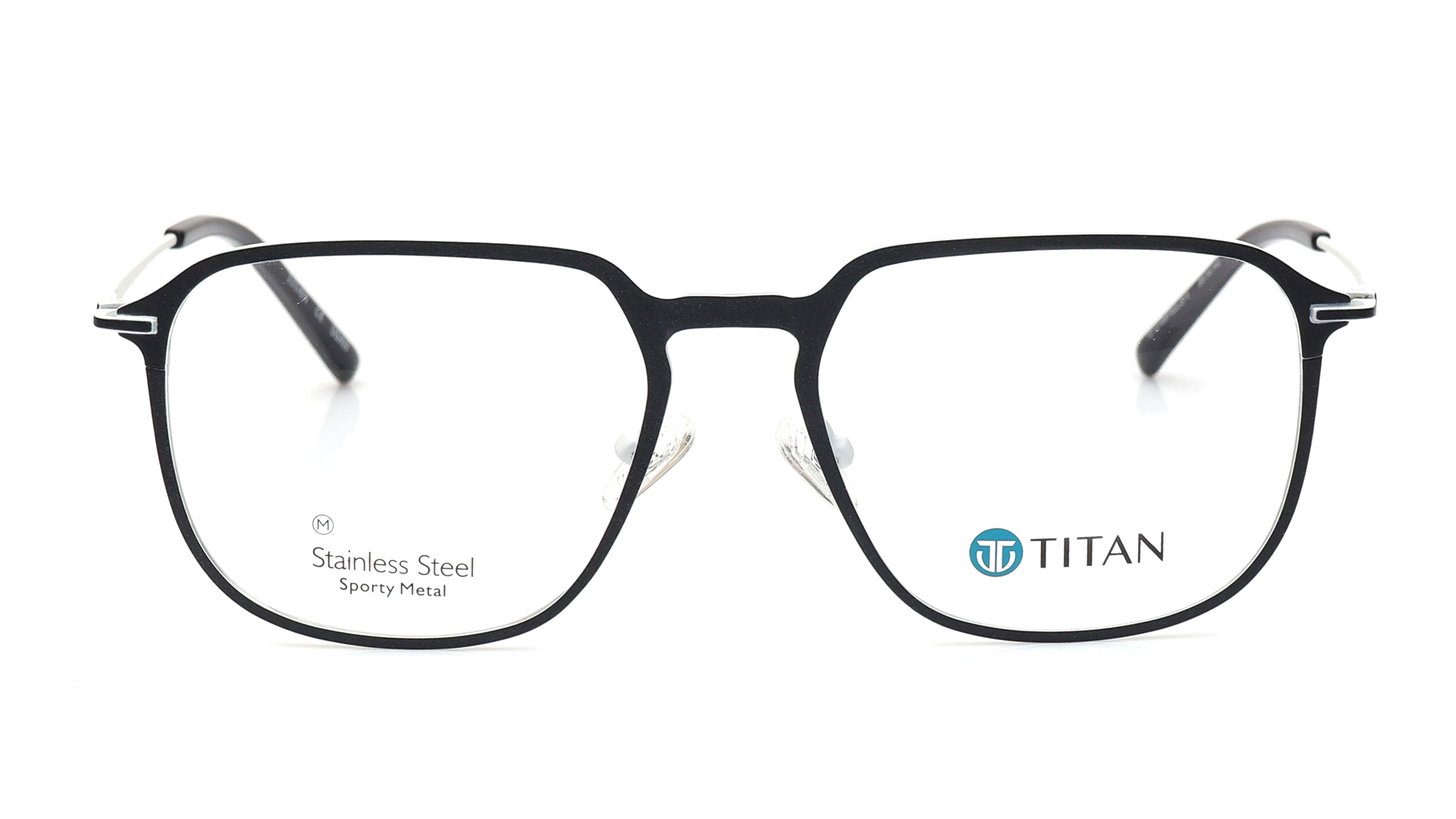 Image 1 of Black Square Eyeglasses for Men from Titan Available at Titan Eye+
