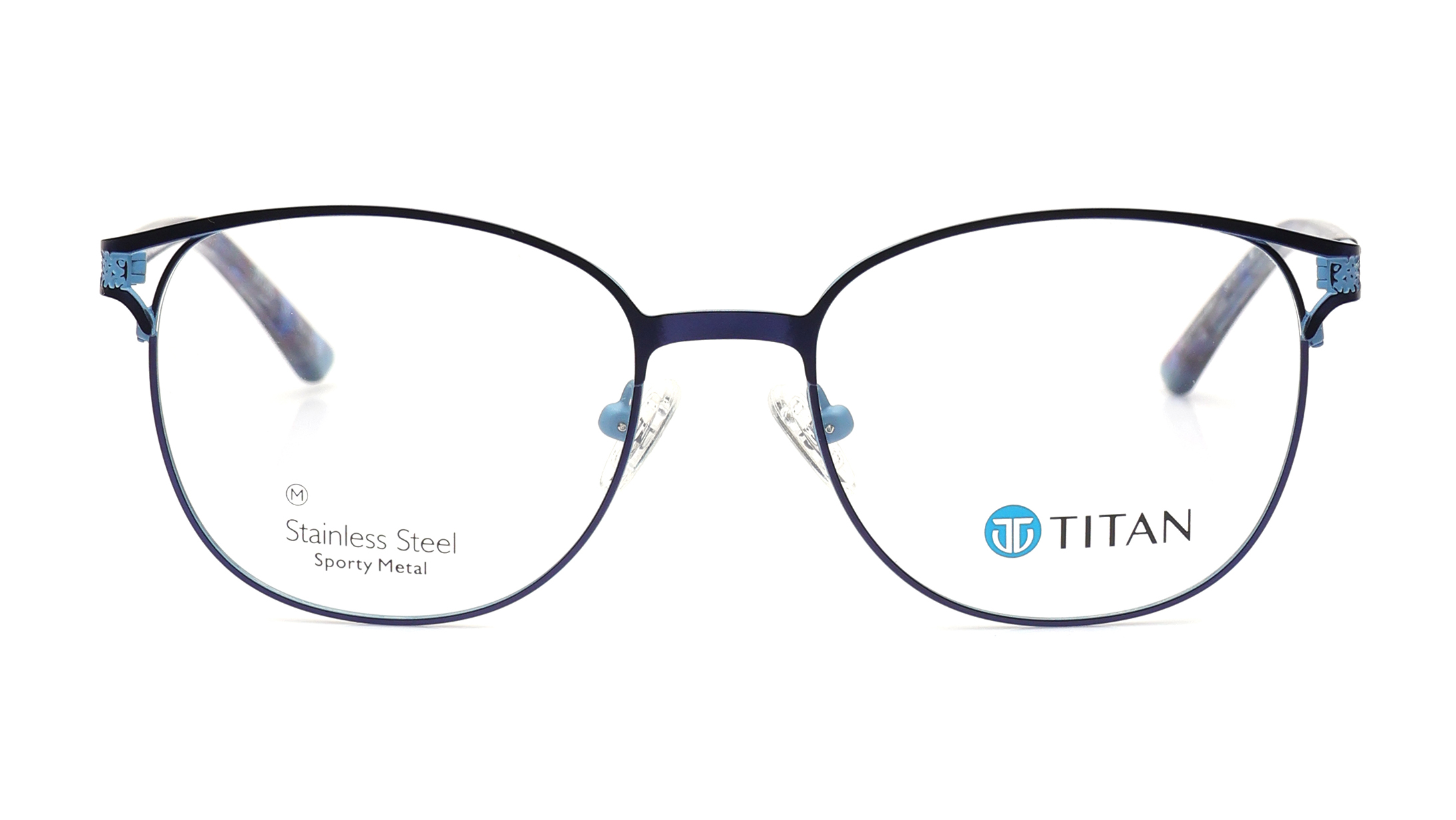 Image 1 of Blue Round Eyeglasses for Women from Titan Available at Titan Eye+