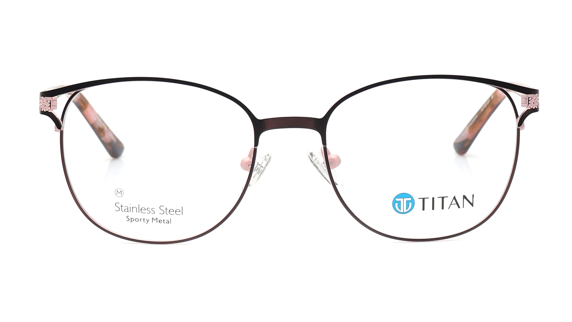 Image 1 of Brown Round Eyeglasses for Women from Titan Available at Titan Eye+