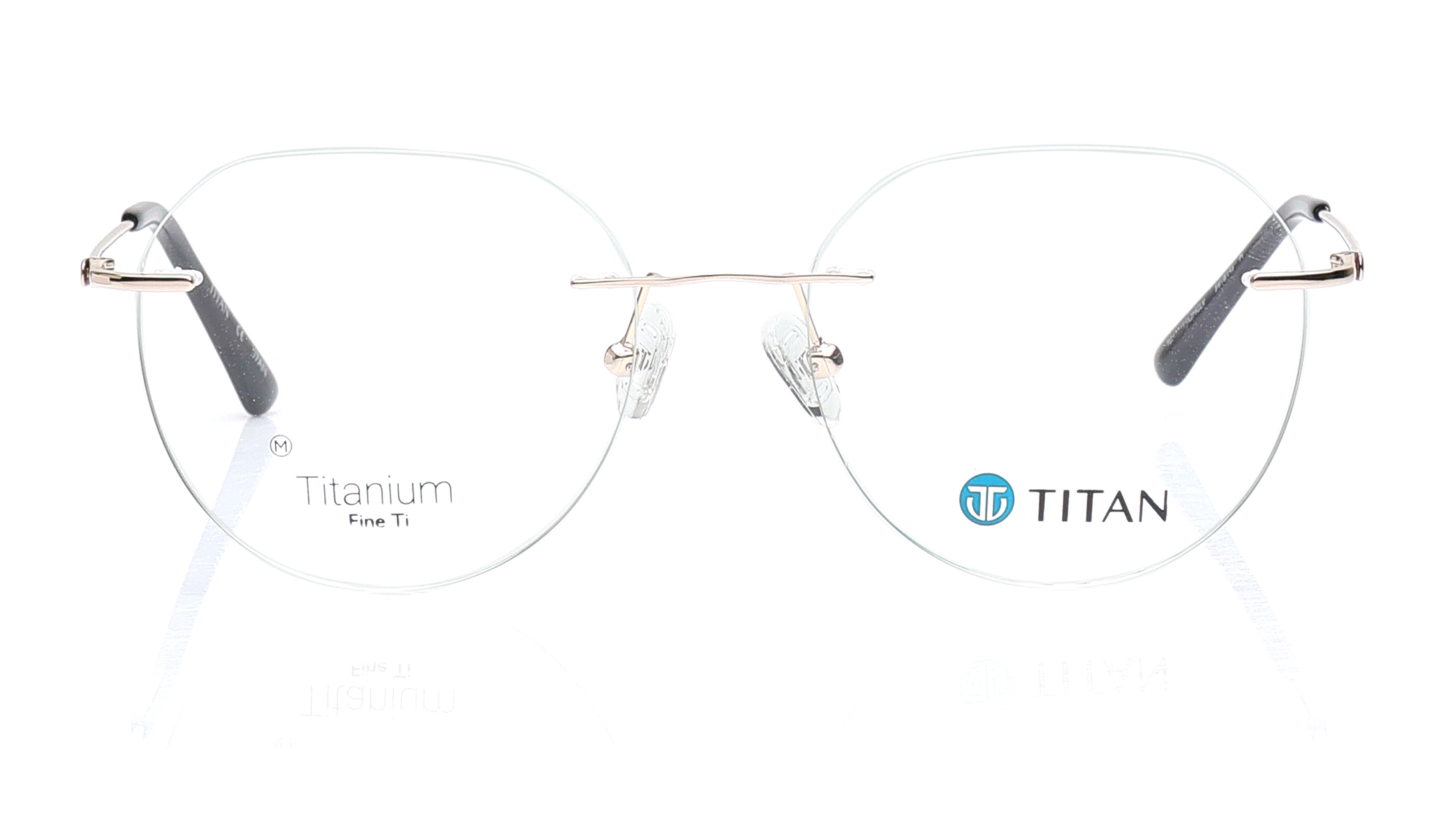 Image 1 of Gold Round Eyeglasses for Women from Titan Available at Titan Eye+