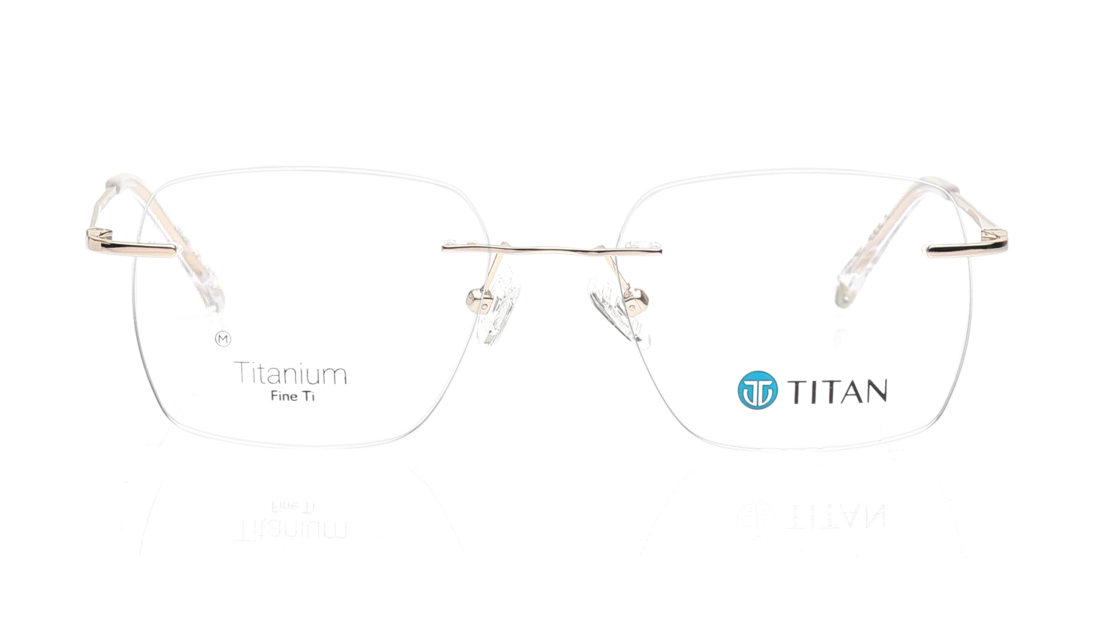 Image 1 of Gold Rectangle Eyeglasses for Men from Titan Available at Titan Eye+