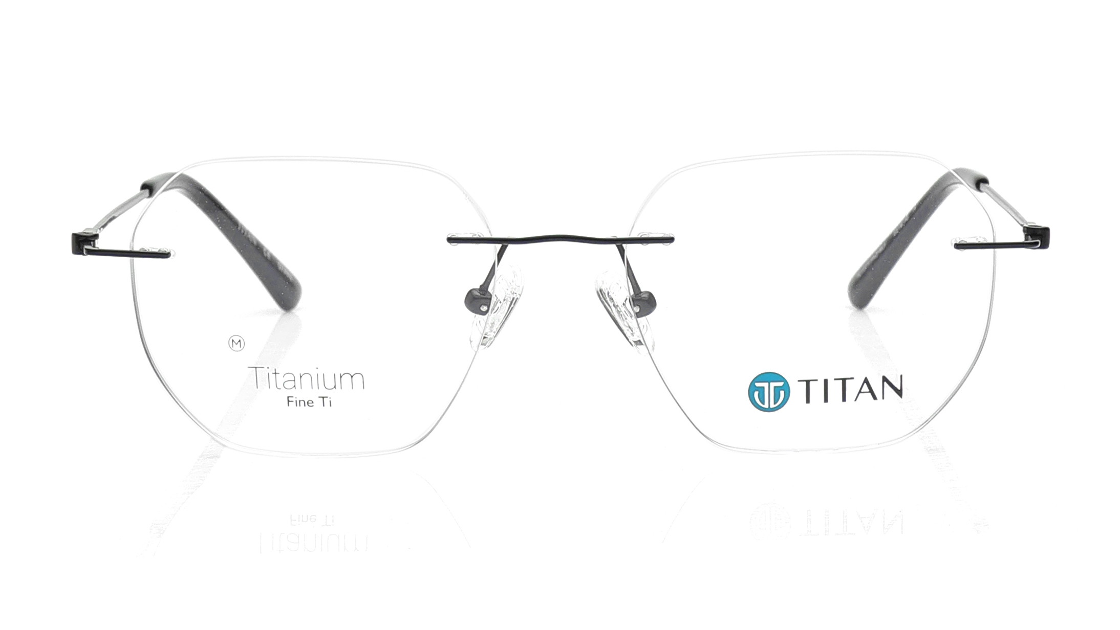 Image 1 of Black Geometric Eyeglasses for Men and Women from Titan Available at Titan Eye+
