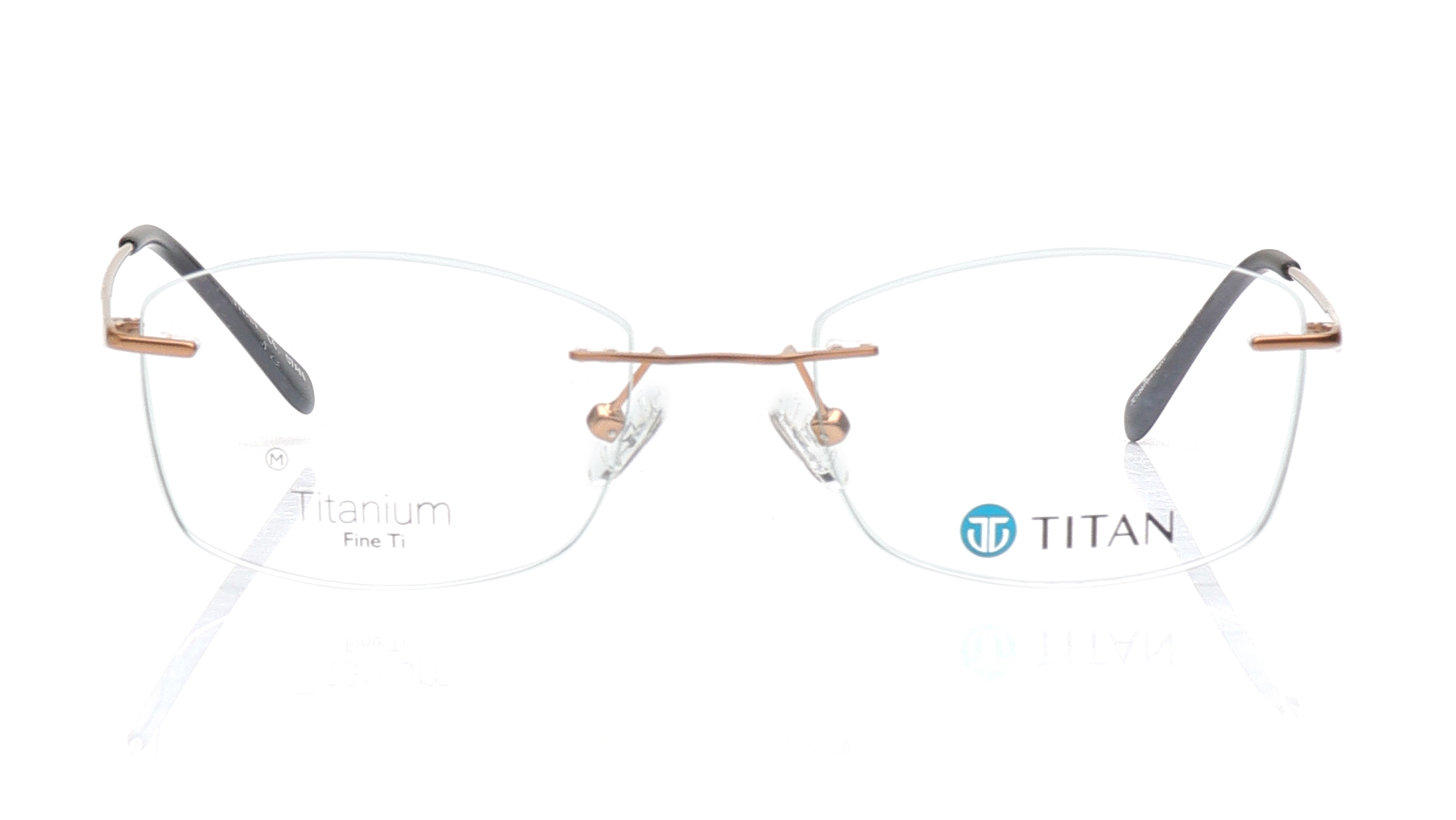 Image 1 of Bronze Rectangle Eyeglasses for Men from Titan Available at Titan Eye+
