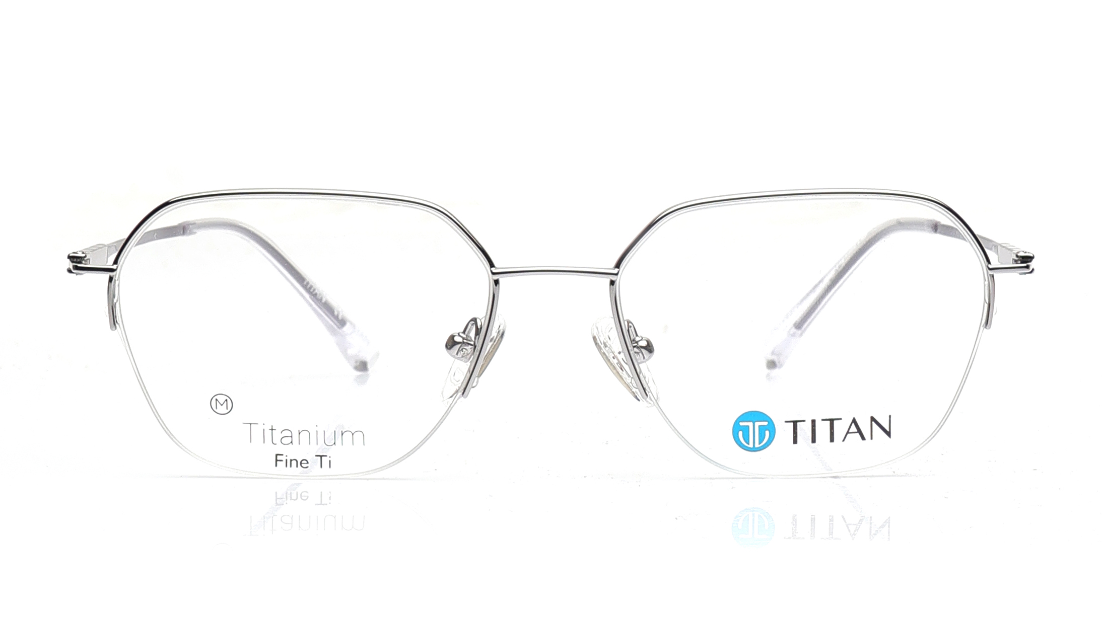 Image 1 of Gun Metal Geometric Eyeglasses for Women from Titan Available at Titan Eye+