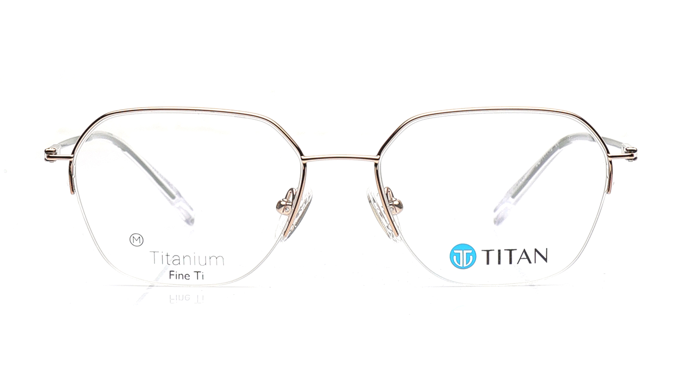 Image 1 of Gold Geometric Eyeglasses for Women from Titan Available at Titan Eye+