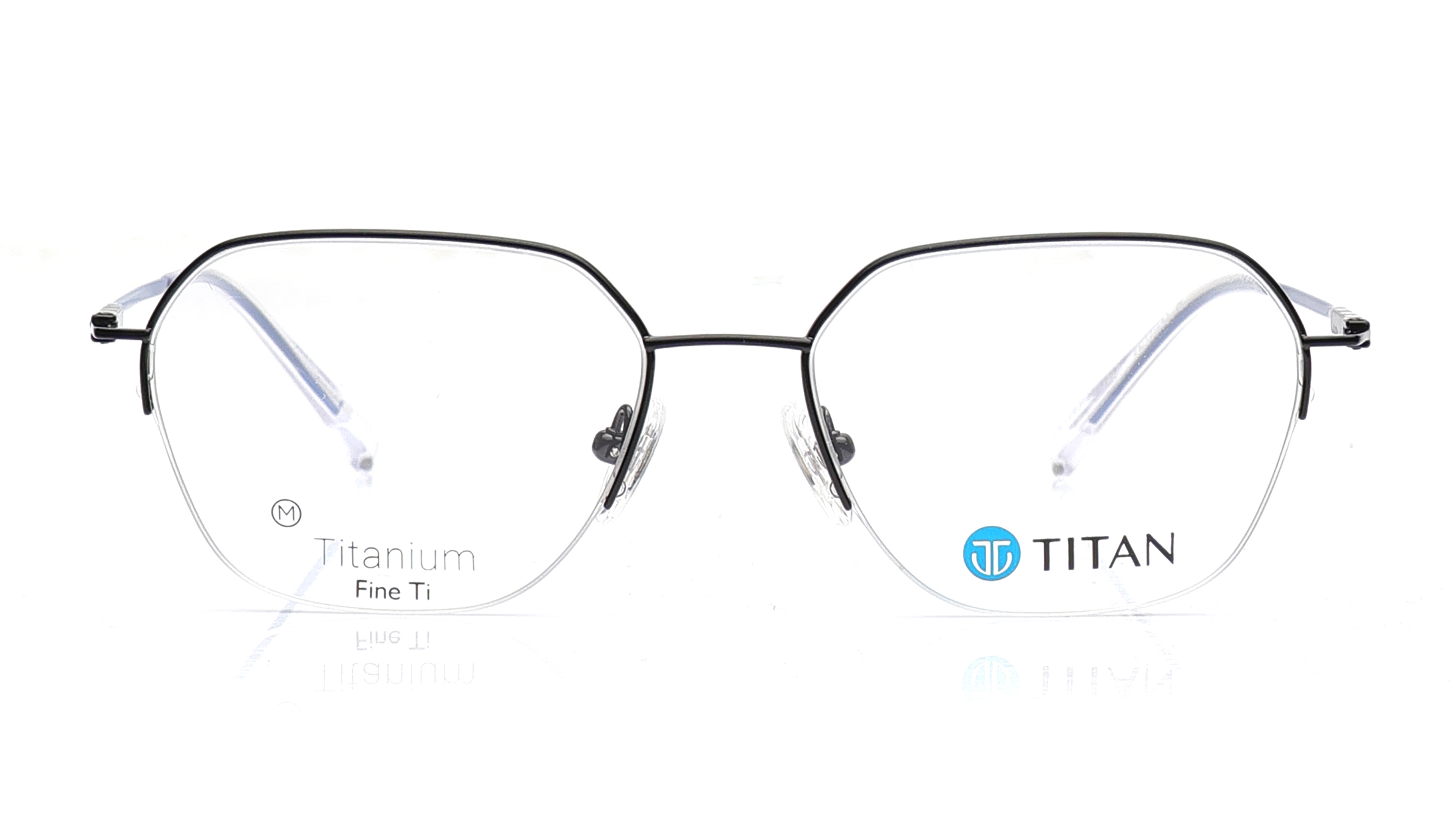 Image 1 of Black Geometric Eyeglasses for Women from Titan Available at Titan Eye+