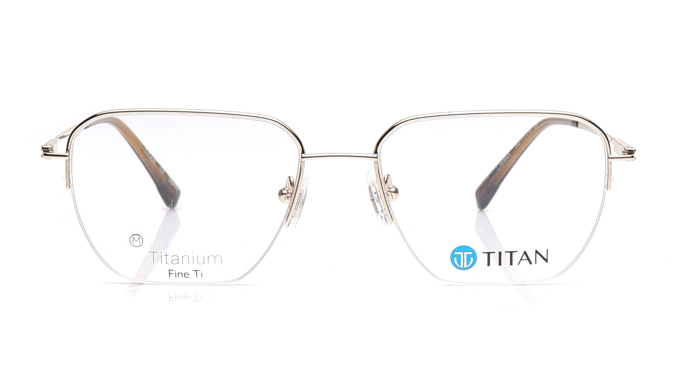 Image 1 of Gold Square Eyeglasses for Women from Titan Available at Titan Eye+