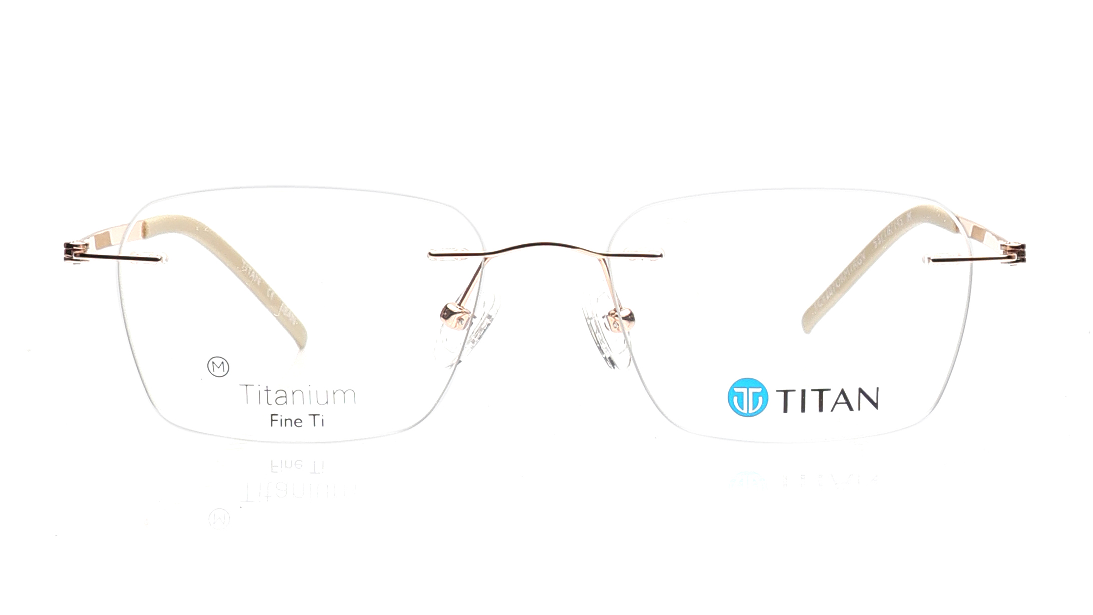 Image 1 of Rose Gold Rectangle Eyeglasses for Men and Women from Titan Available at Titan Eye+