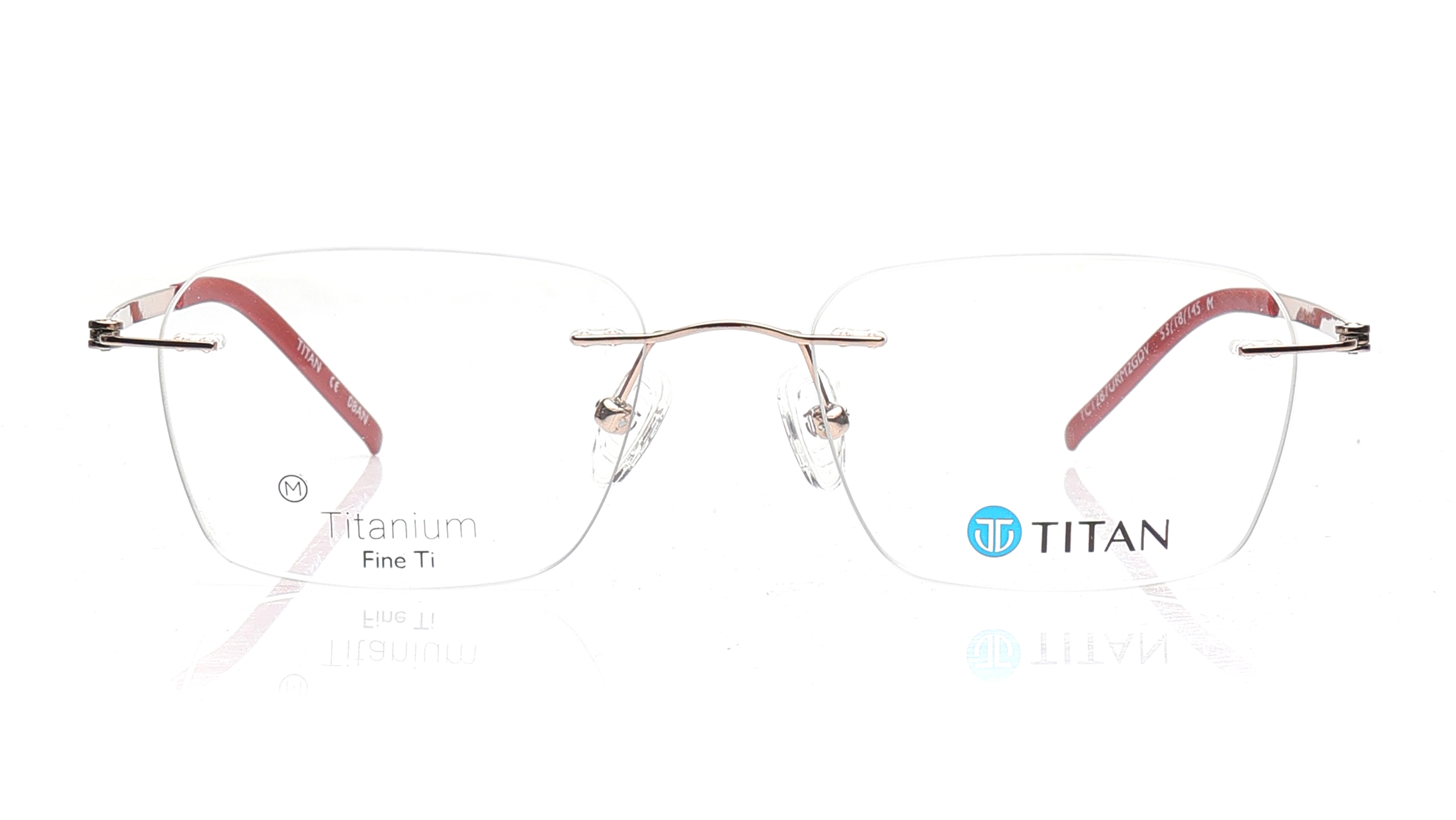 Image 1 of Gold Rectangle Eyeglasses for Men and Women from Titan Available at Titan Eye+