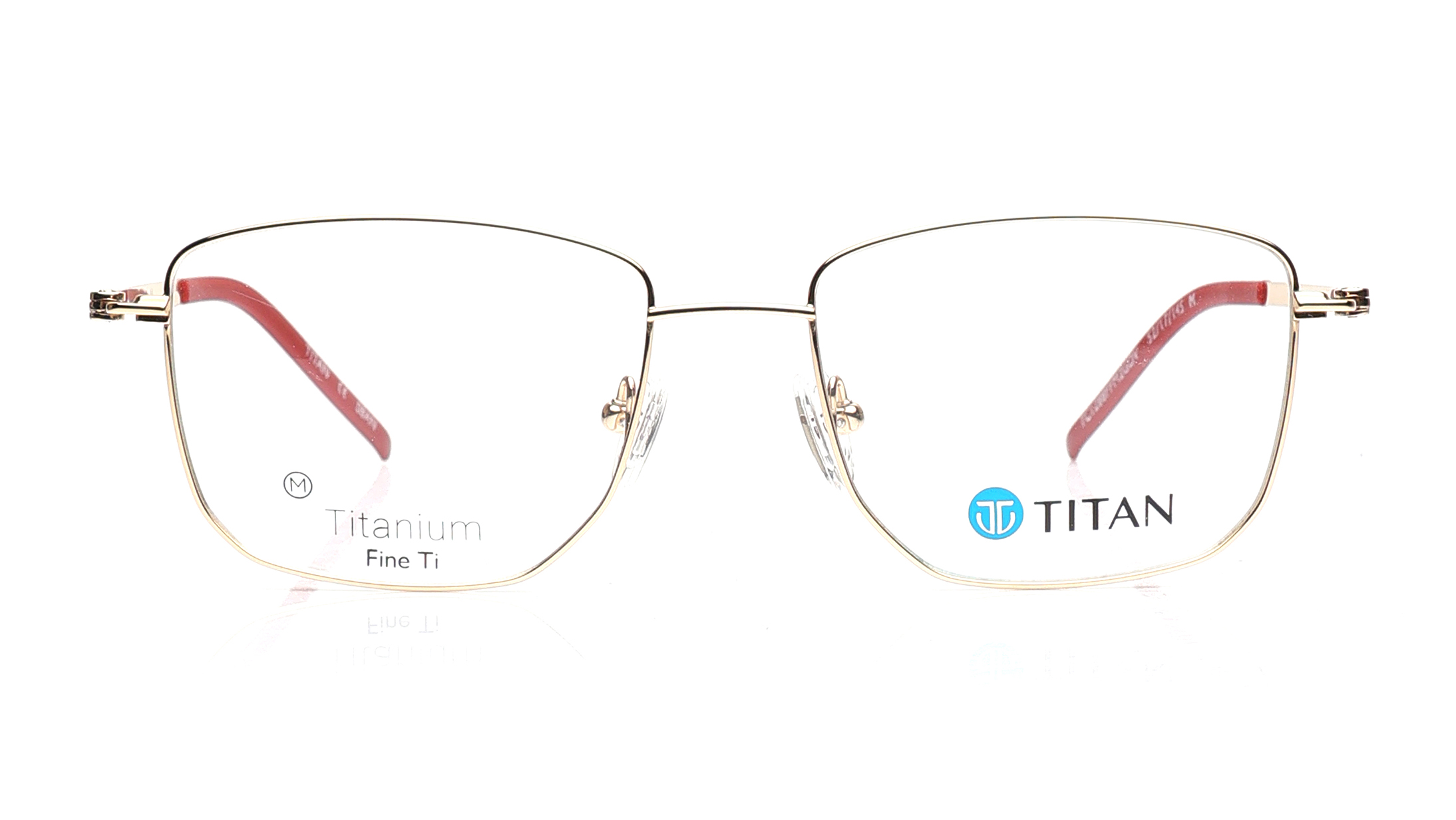 Image 1 of Gold Square Eyeglasses for Women from Titan Available at Titan Eye+