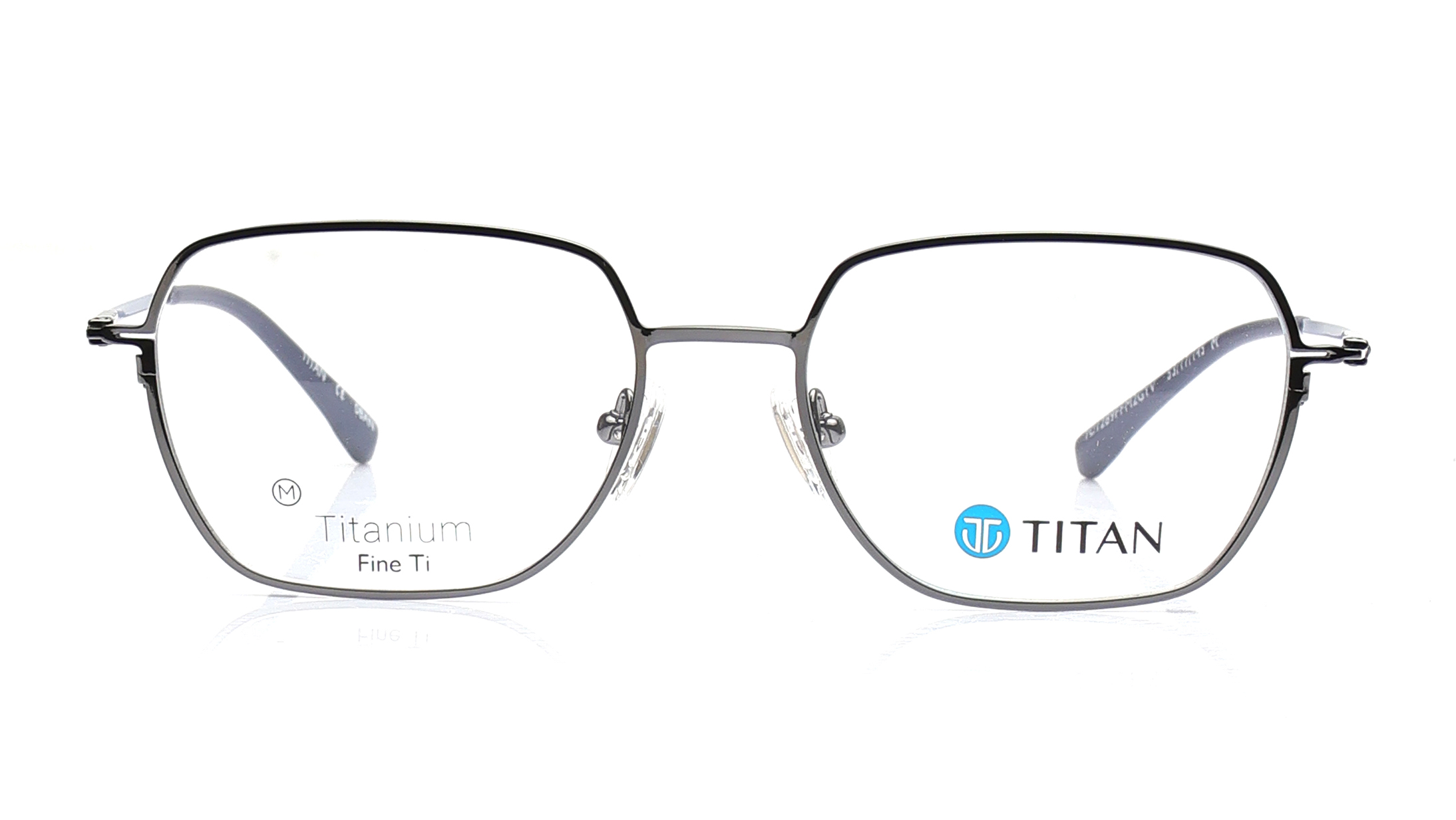 Image 1 of Gun Metal Rectangle Eyeglasses for Women from Titan Available at Titan Eye+