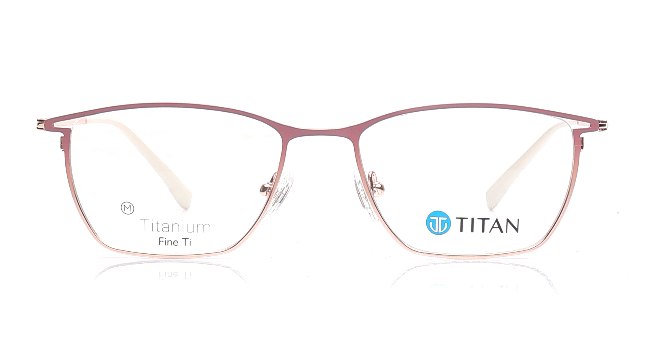 Image 1 of Pink Rectangle Eyeglasses for Women from Titan Available at Titan Eye+