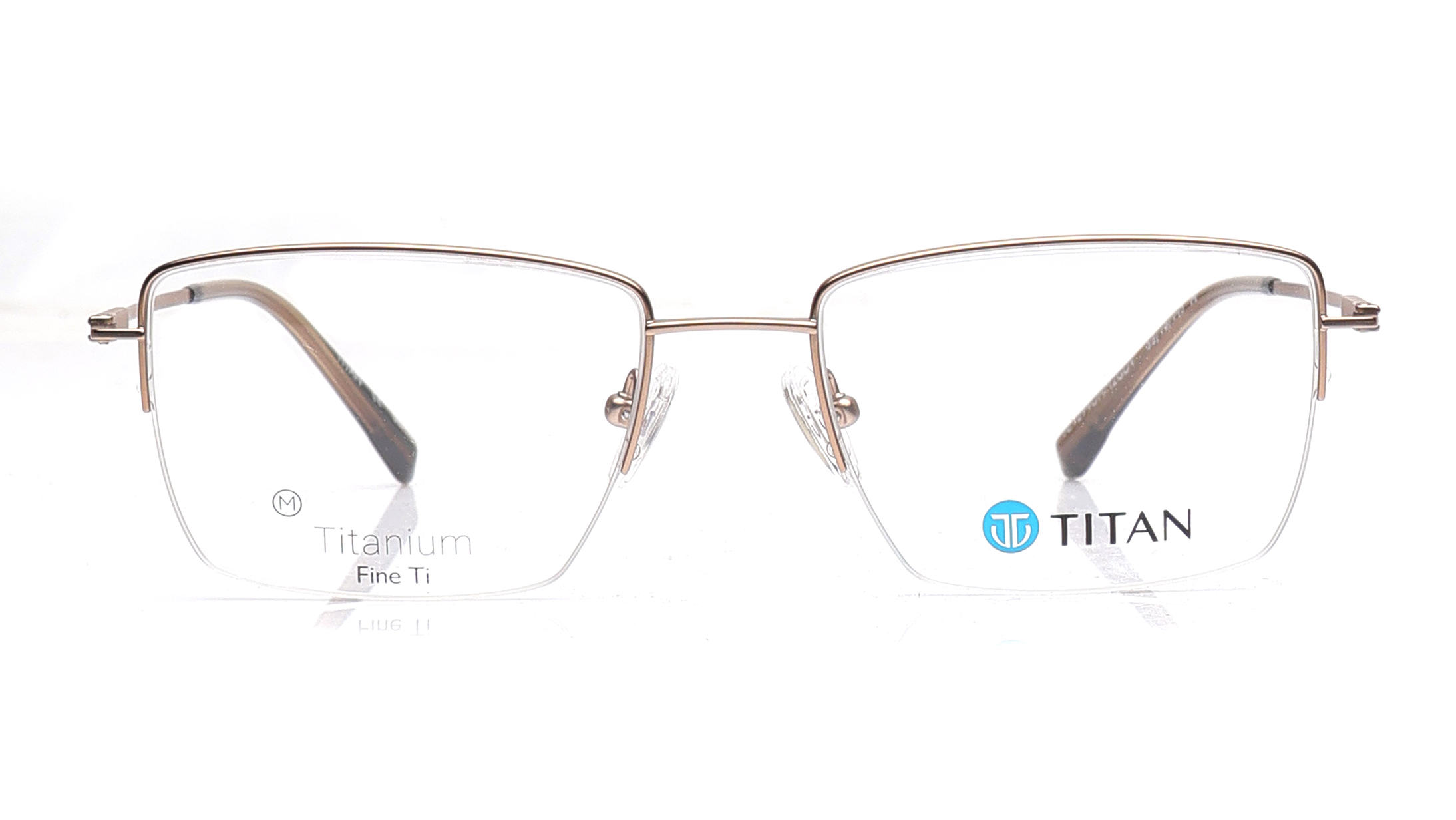 Image 1 of Gold Rectangle Eyeglasses for Men and Women from Titan Available at Titan Eye+