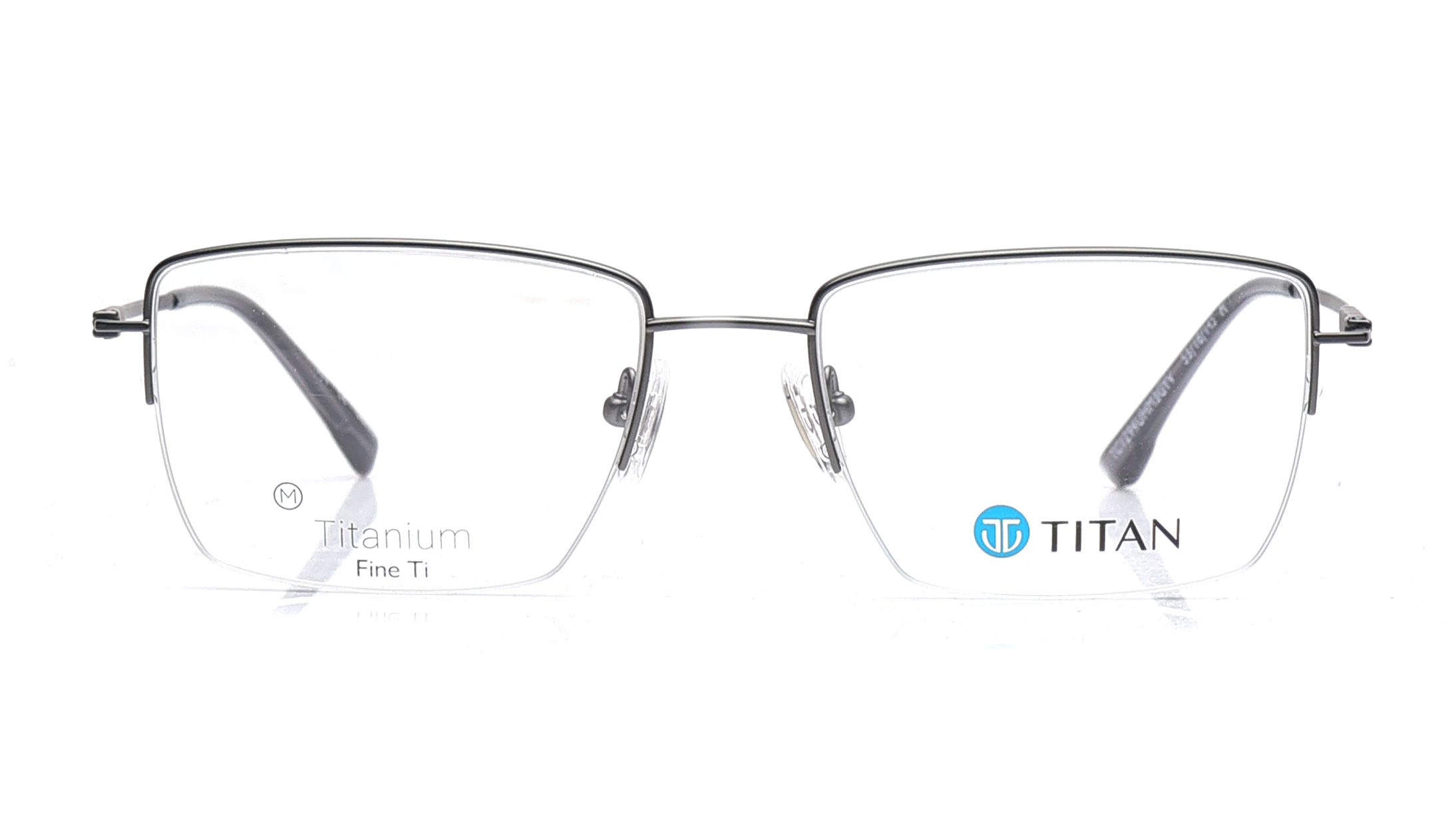Image 1 of Gun Metal Rectangle Eyeglasses for Men and Women from Titan Available at Titan Eye+